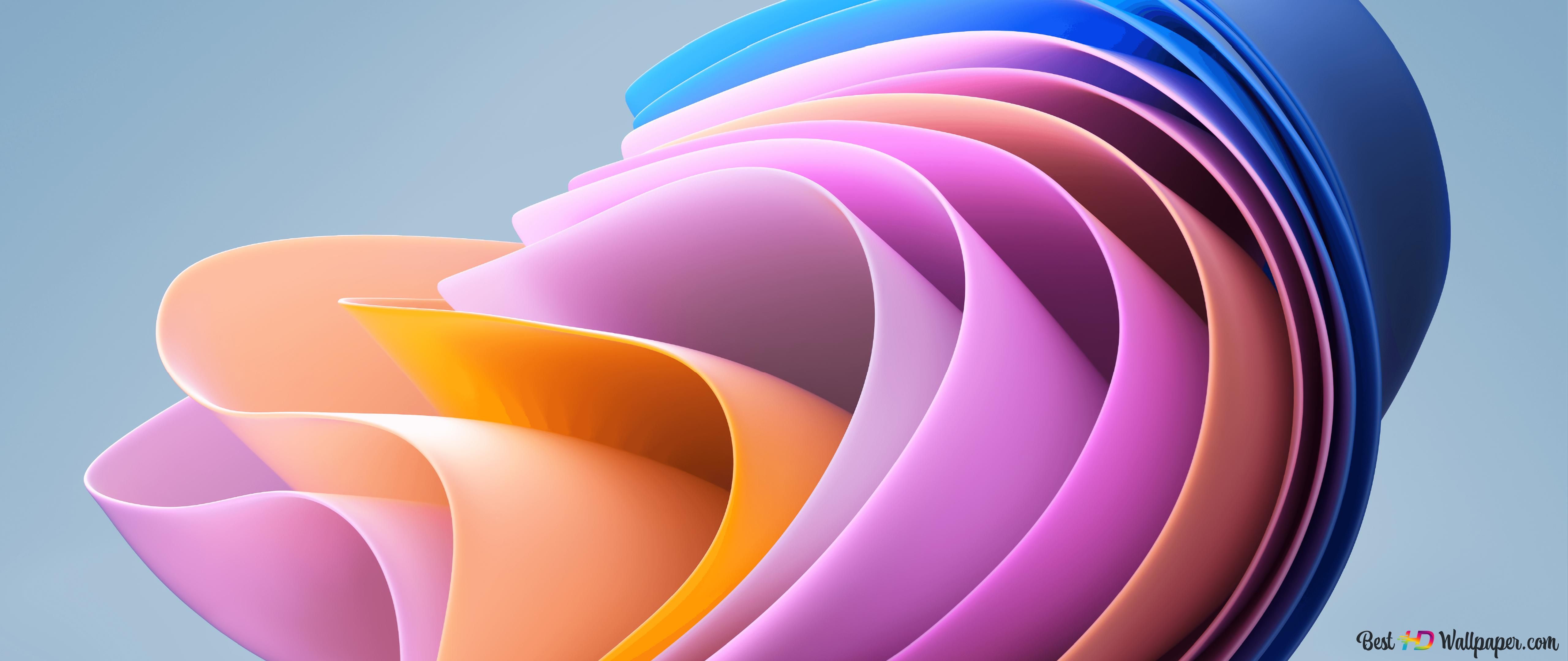 Windows 11, Bloom, Abstrakt, Rosa, Orange, Pastellfarben, 5K, Laptop-Hintergrundbild