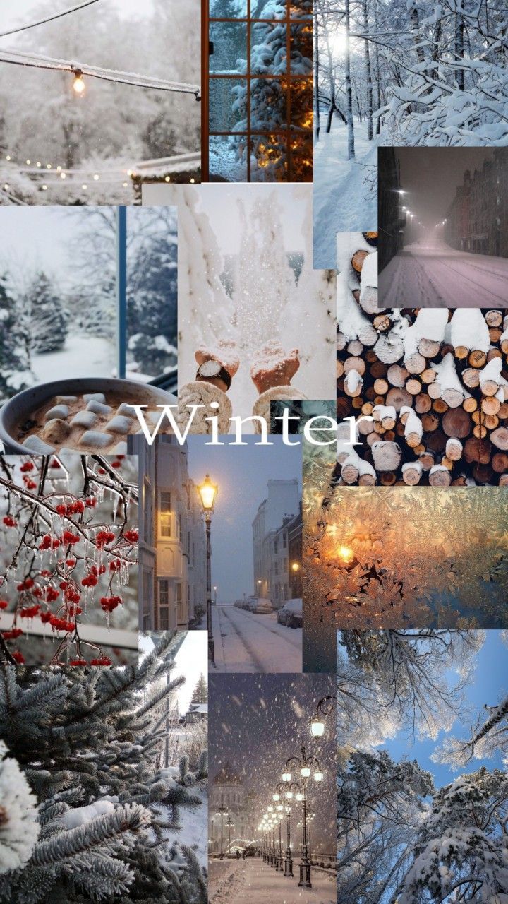 Collage, Winter, Gemütlich, Lichter, Kaffee, Hochformat, Hintergrundbild fürs Smartphone