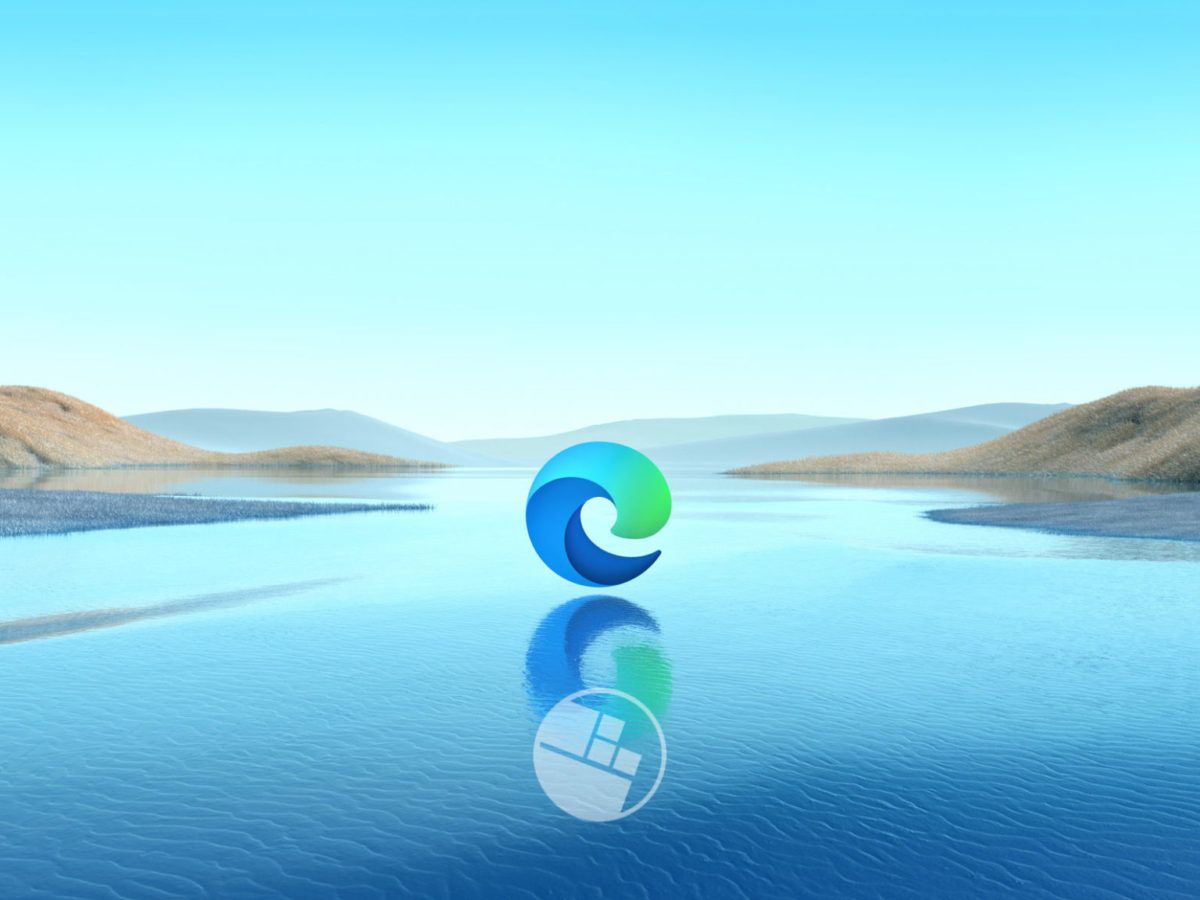 Microsoft Edge, Logo, Microsoft, See, Spiegelung, Hellblau, Hintergrundbild fürs Tablet