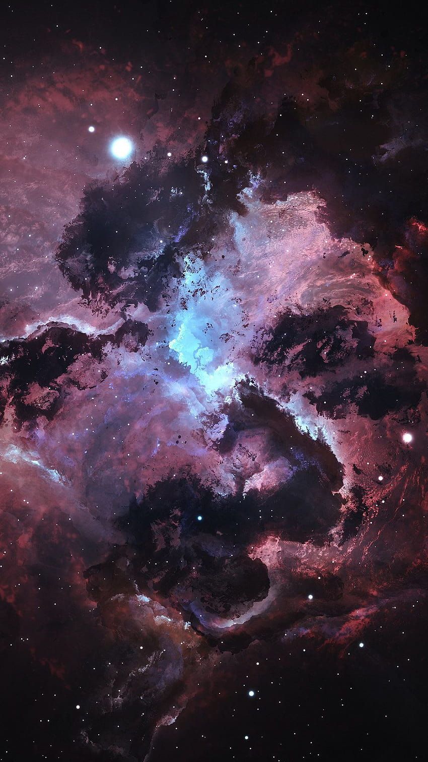 Nebel, Kosmische Wolken, Rosa, Blau, Dunkel, HD, Sperrbildschirm fürs iPhone