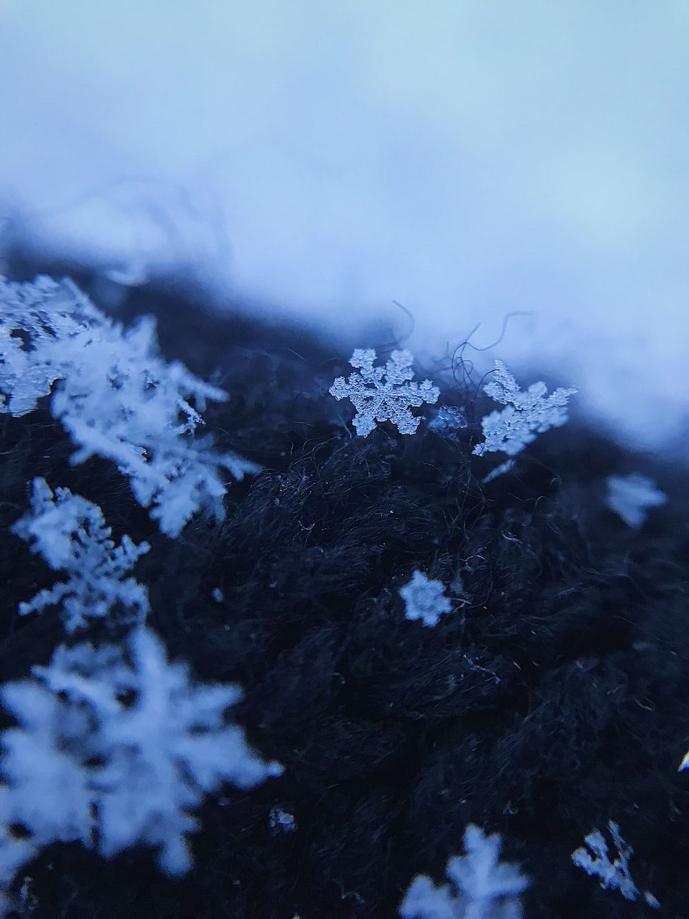 Schneeflocken, Eiskristalle, Makro, Blau, HD, Hintergrundbild fürs Tablet