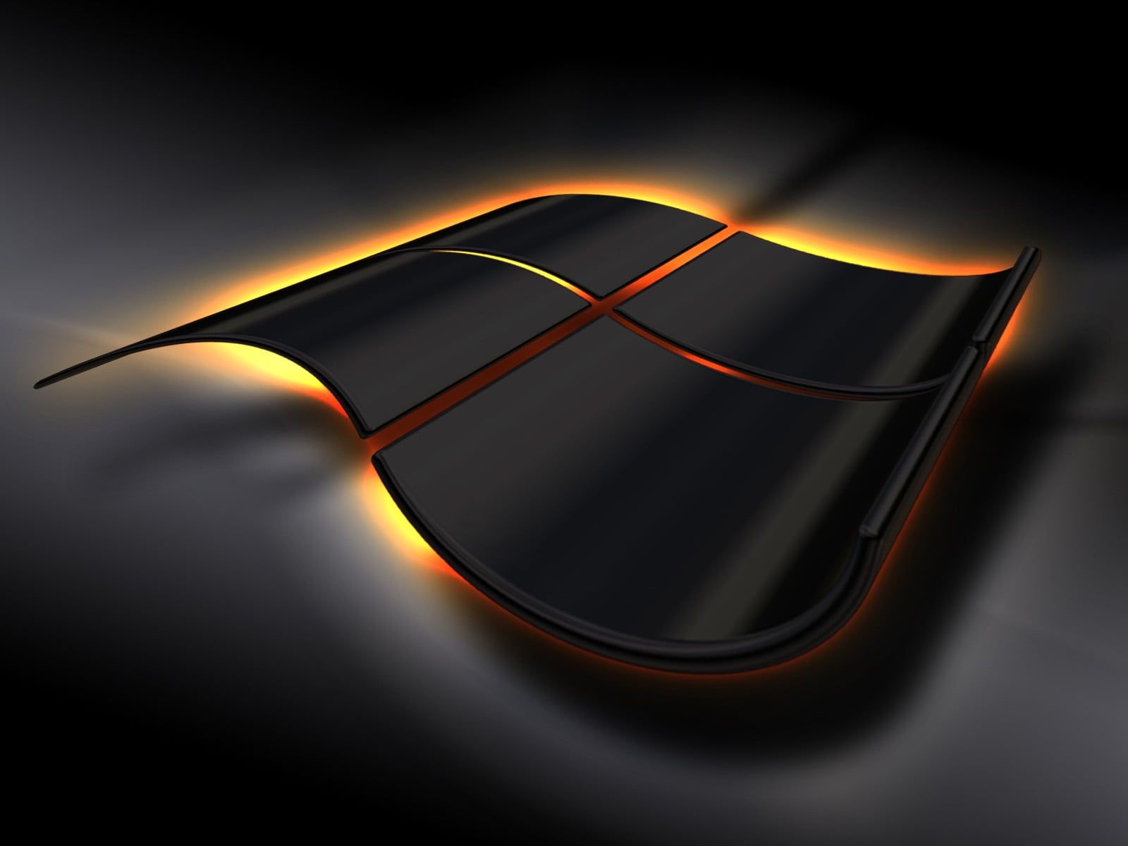 Windows-Logo, Schwarz, Oranges Leuchten, 3D, Dunkel, HD, iPad-Hintergrundbild