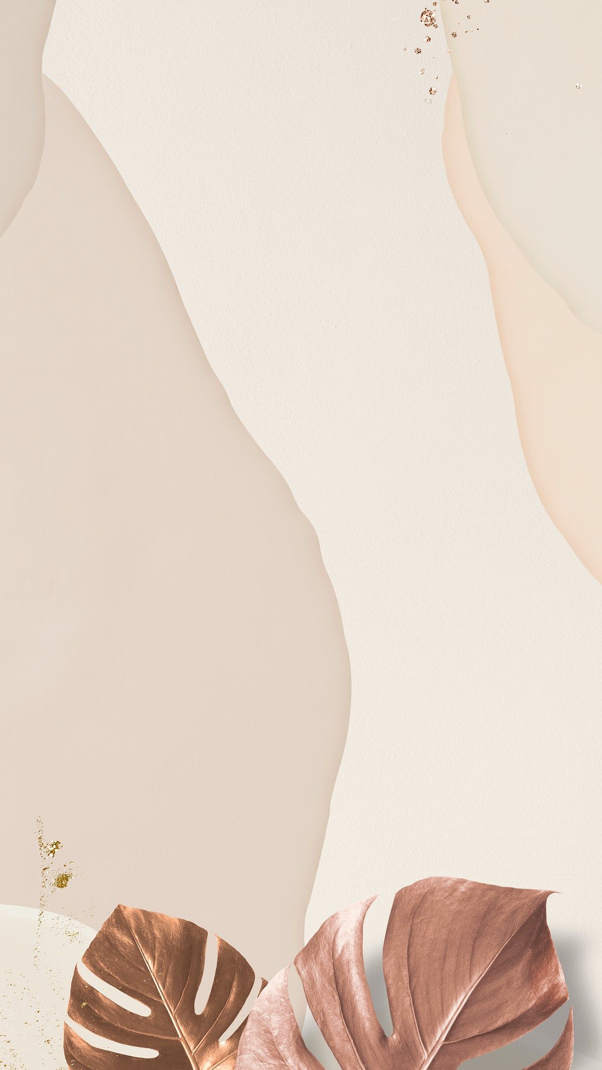 Abstrakte Formen, Monstera-Blätter, Beige, Rosé, Hochformat, Hintergrundbild fürs Smartphone