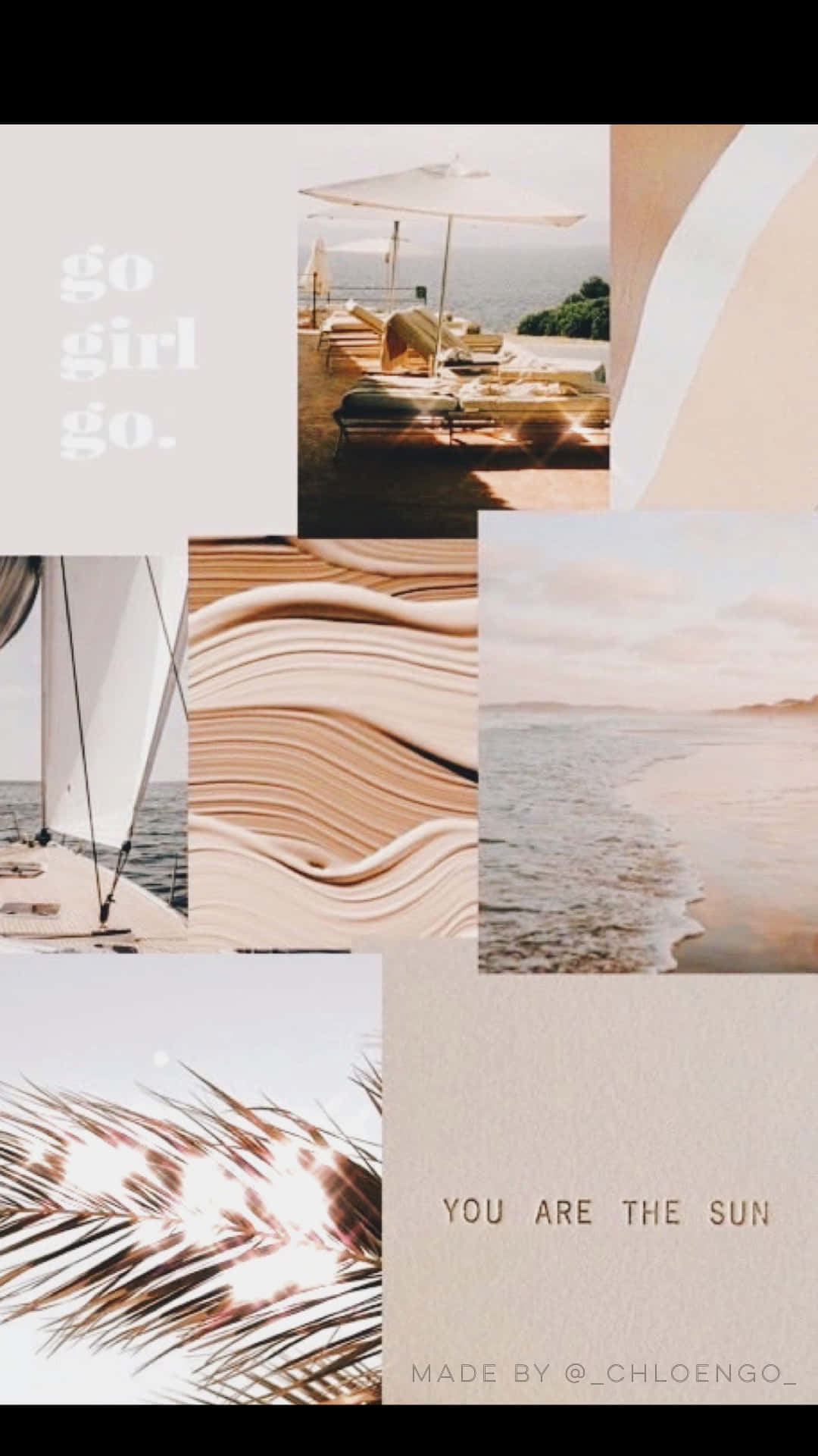 Collage, Strand, You Are the Sun, Beige, Full HD, Handy-Hintergrund im Hochformat