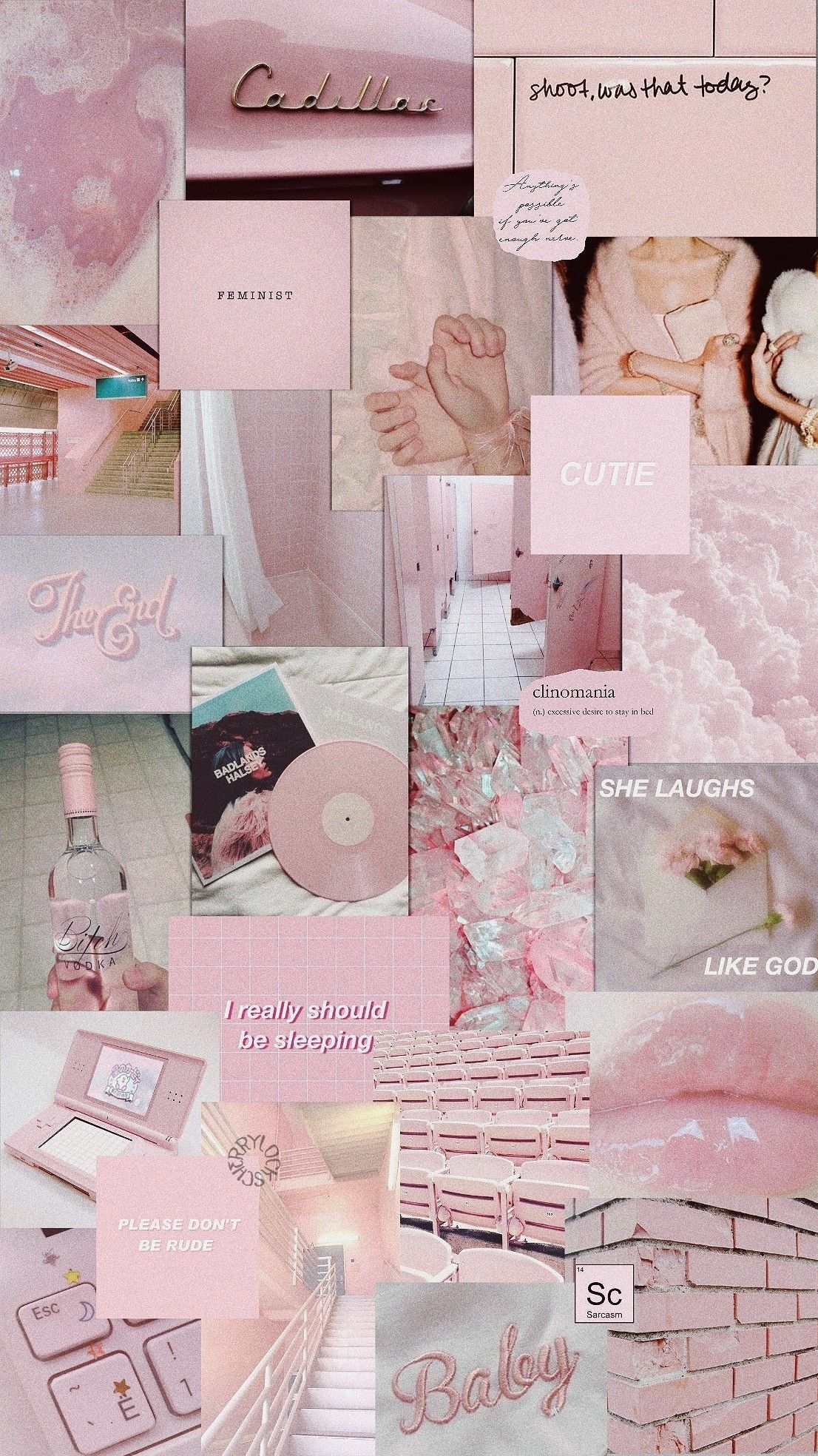 Collage, Rosa, Ästhetik, Mode, Pastell, Mädchenhaft, Full HD, Handy-Hintergrund im Hochformat