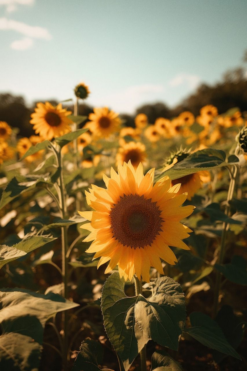 Sonnenblume, Sonnenblumenfeld, Nahaufnahme, Gegenlicht, Sommer, HD, Handy-Hintergrundbild