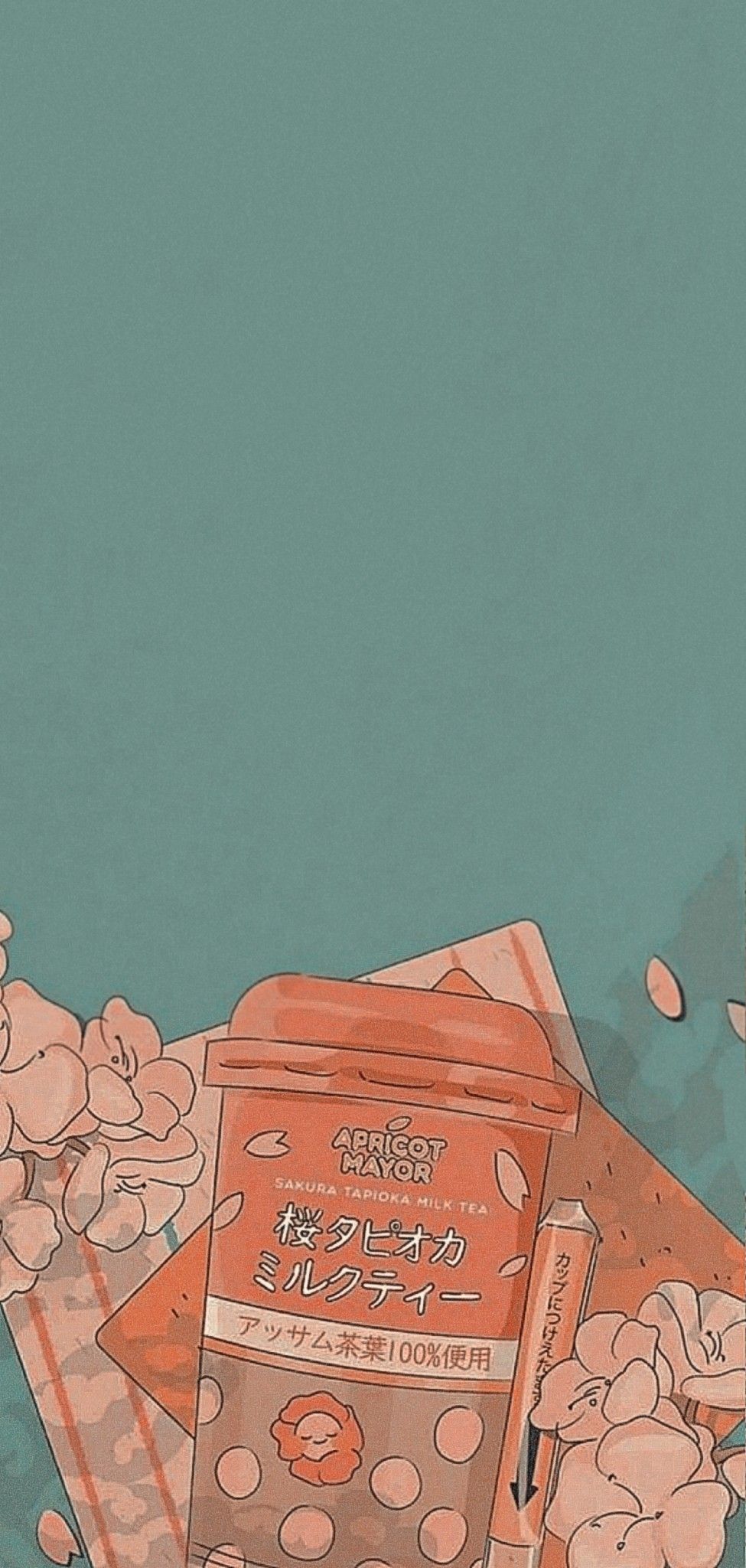 Briefumschlag, Blumen, Illustration, Salbeigrün, Pastell, Hintergrundbild fürs Handy