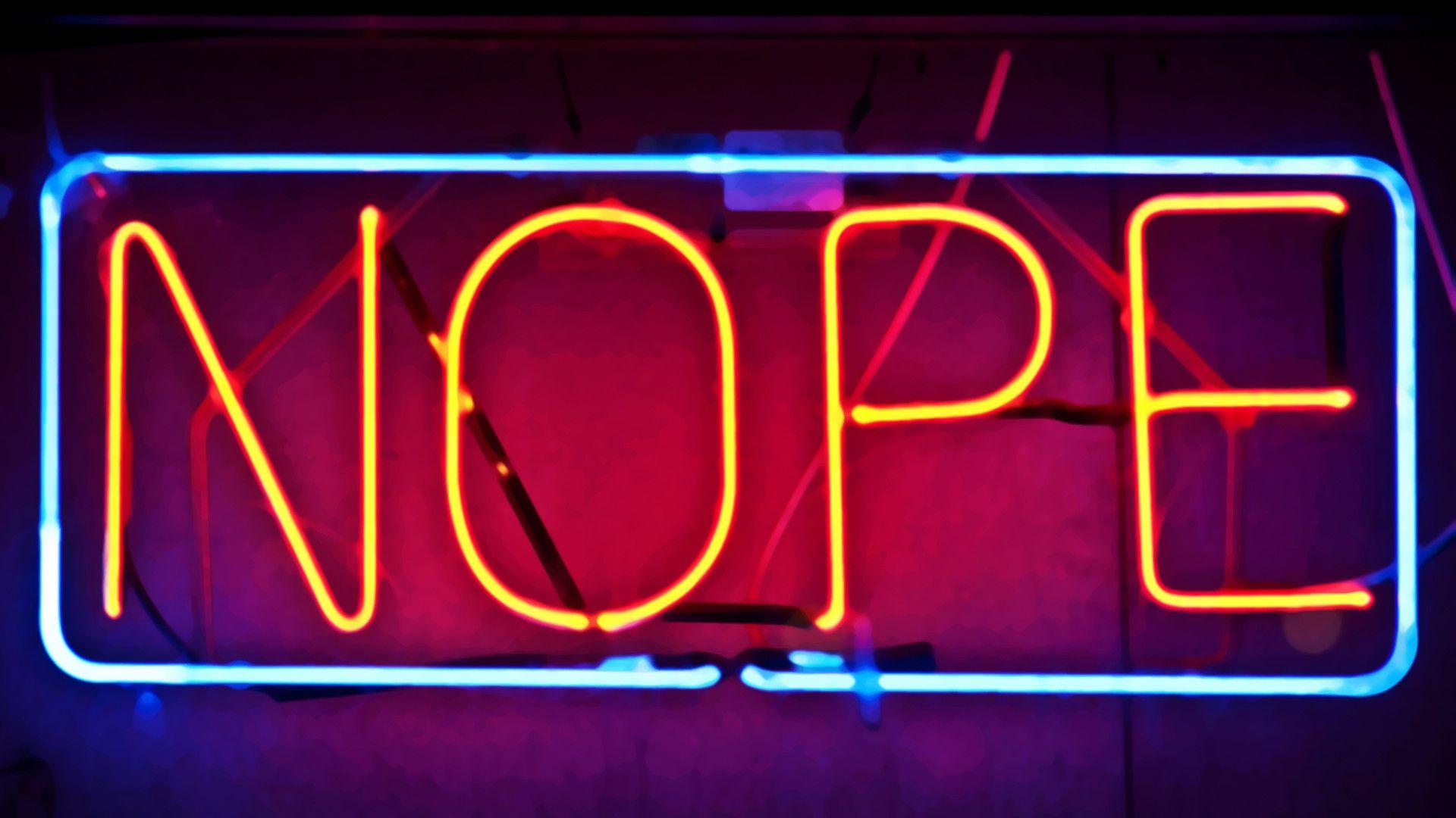 Nope, Neonschrift, Leuchtreklame, Rot, Blau, 16:9, Full-HD-Hintergrundbild für den Desktop