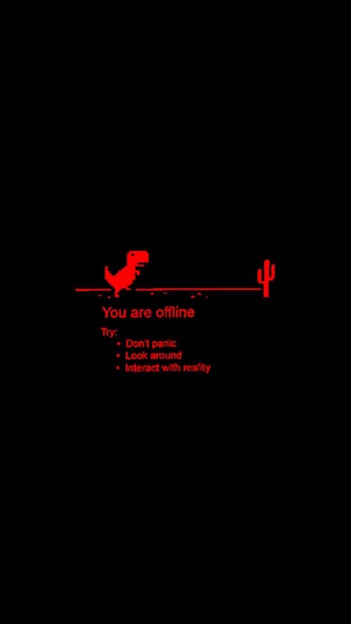 Google Chrome, Dino-Spiel, Offline, Rot, Schwarzer Hintergrund, Sperrbildschirm fürs iPhone