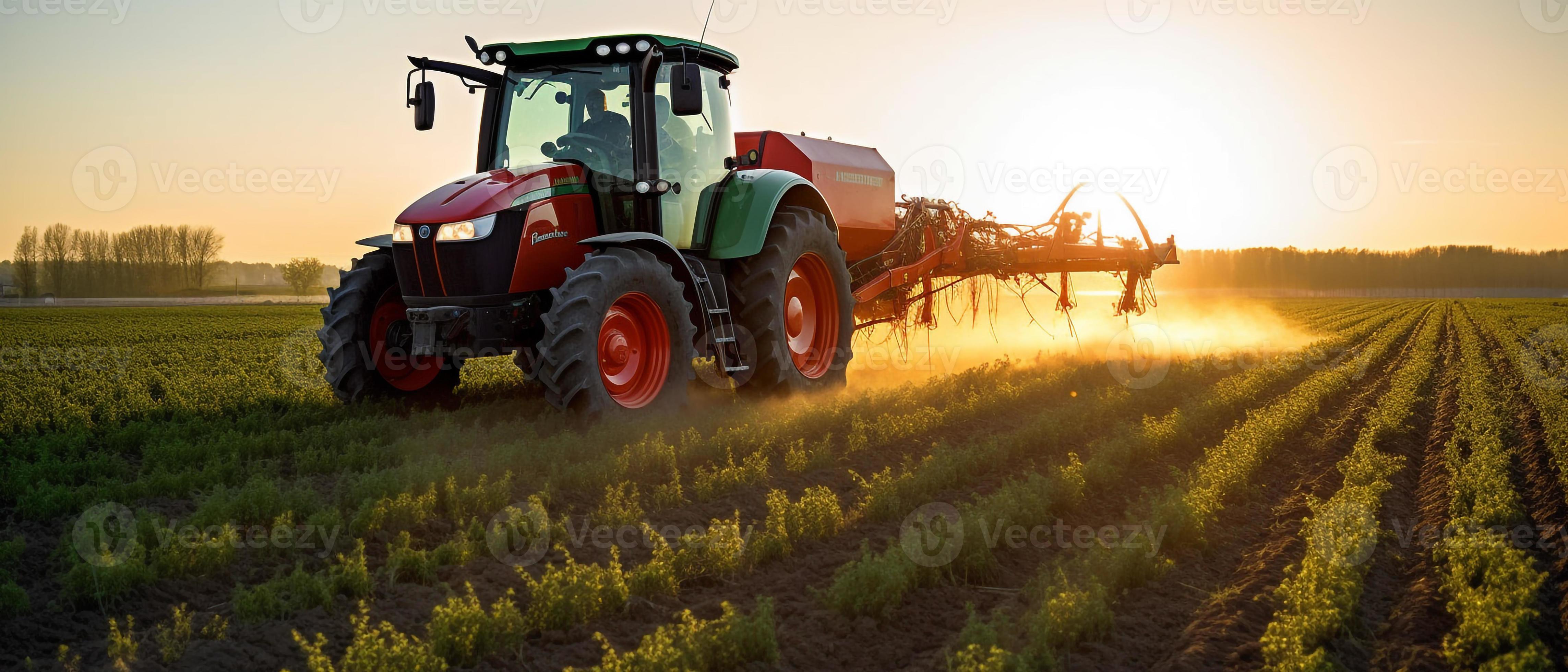 Traktor, Feldspritze, Acker, Sonnenuntergang, Ackerbau, Gegenlicht, 4K, Windows-Hintergrundbild