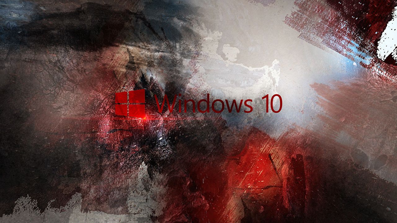 Windows 10, Windows-Logo, Grunge, Rot, Pinselstriche, Abstrakt, HD-Hintergrundbild für PC