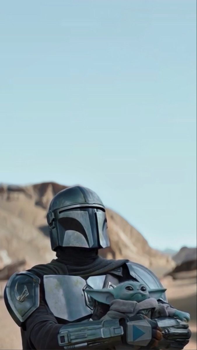 Din Djarin, The Mandalorian, Star Wars, Beskar-Rüstung, Wüste, Blauer Himmel, Handy-Hintergrund