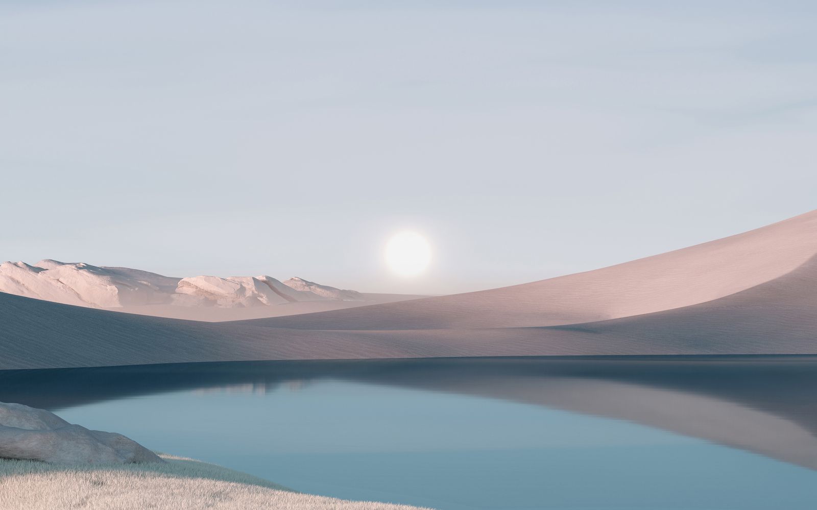 Surface, Microsoft, Sanddünen, See, Sonne, Pastellfarben, HD, Laptop-Hintergrundbild