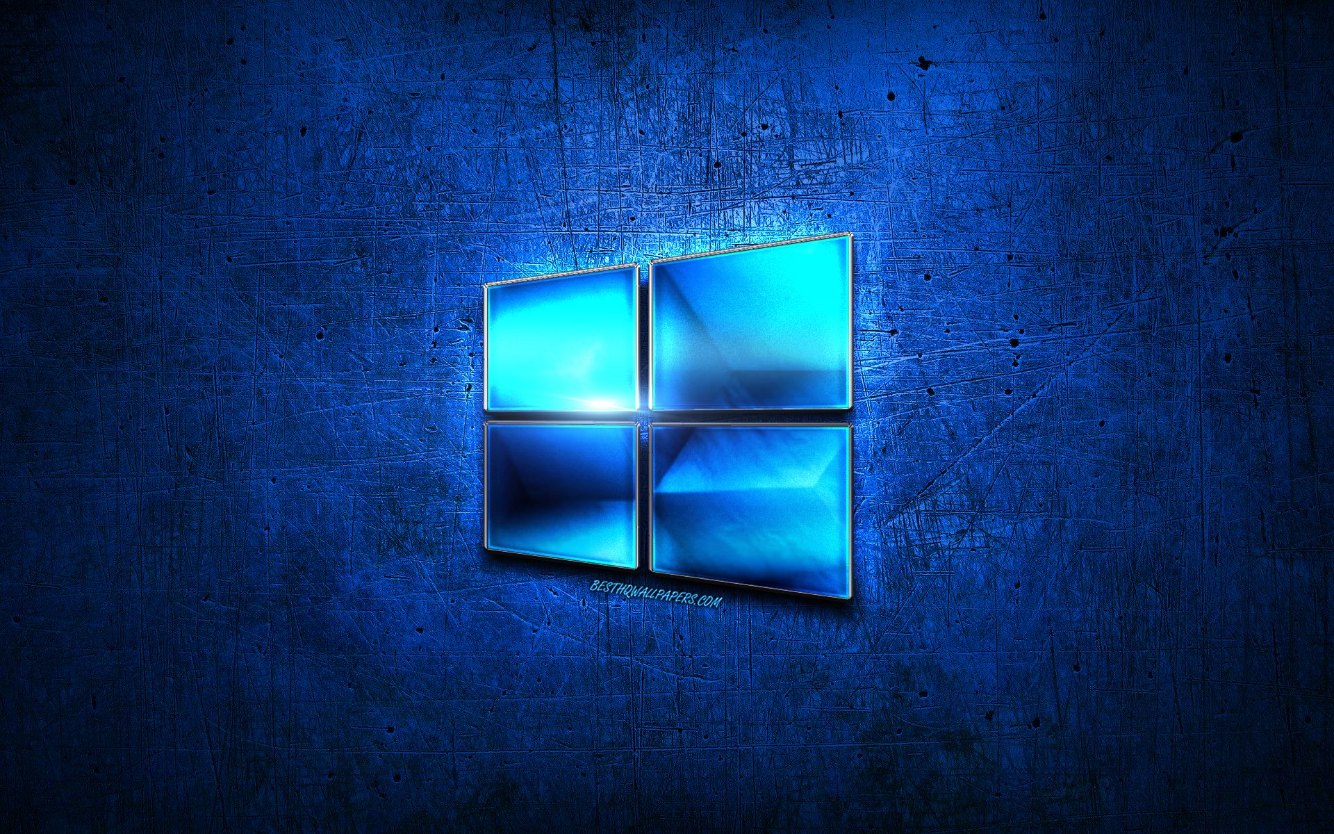 Windows-Logo, Metalltextur, Blau, Leuchten, 3D, 16:10, Full-HD-Hintergrundbild für den Desktop