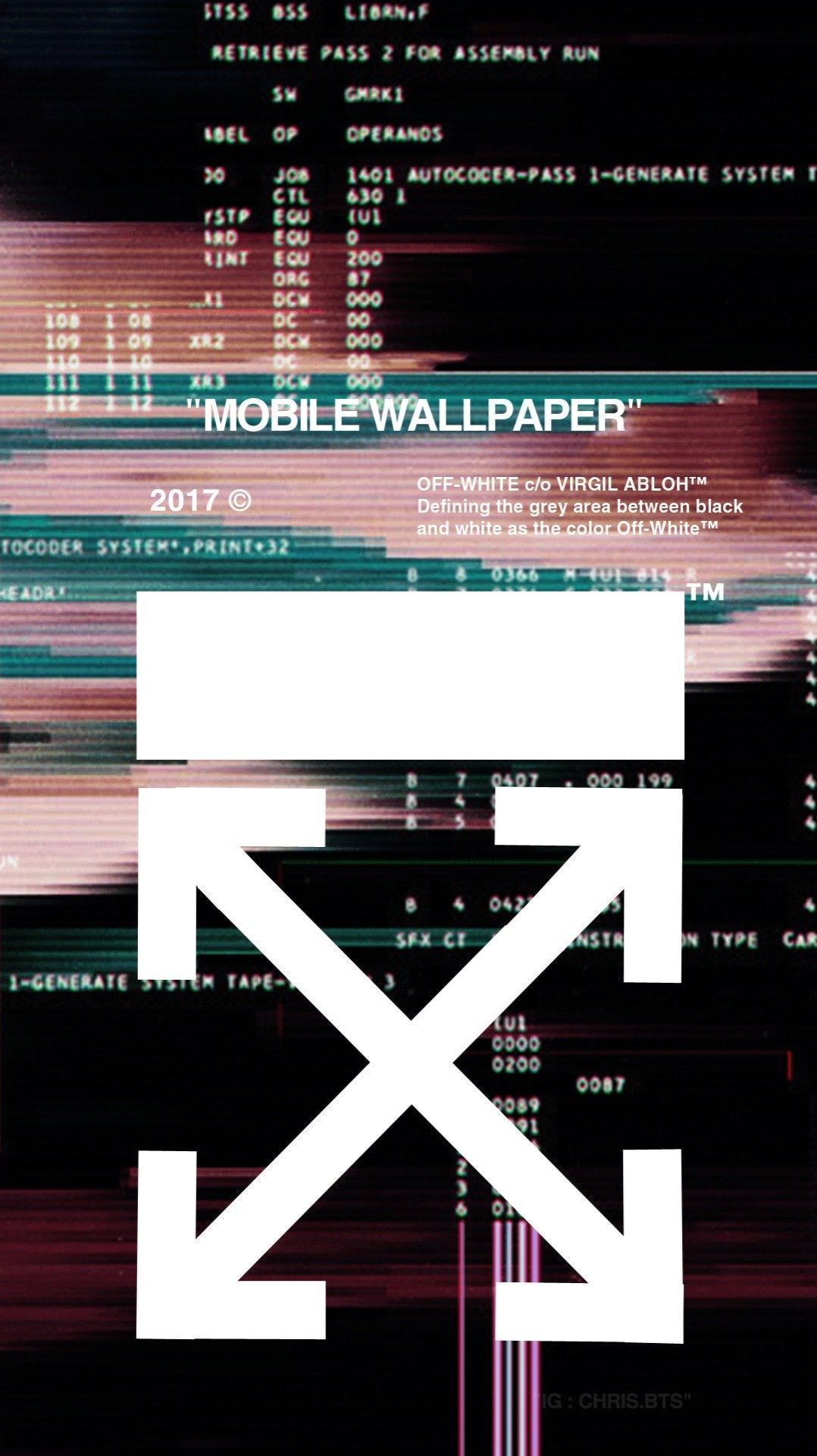 Off-White, Pfeil-Logo, Glitch-Effekt, Typografie, Schwarz, Sperrbildschirm fürs iPhone