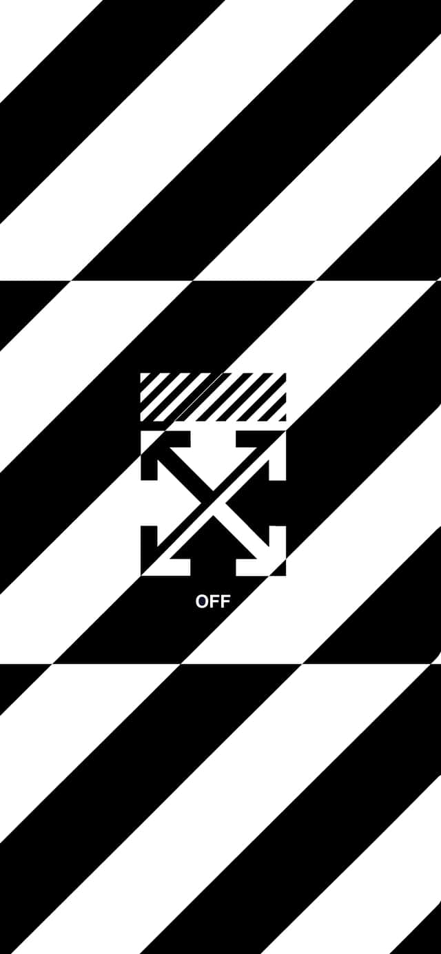 Off-White, Pfeil-Logo, Diagonale Streifen, Schwarz-Weiß, Grafikdesign, Android-Hintergrundbild