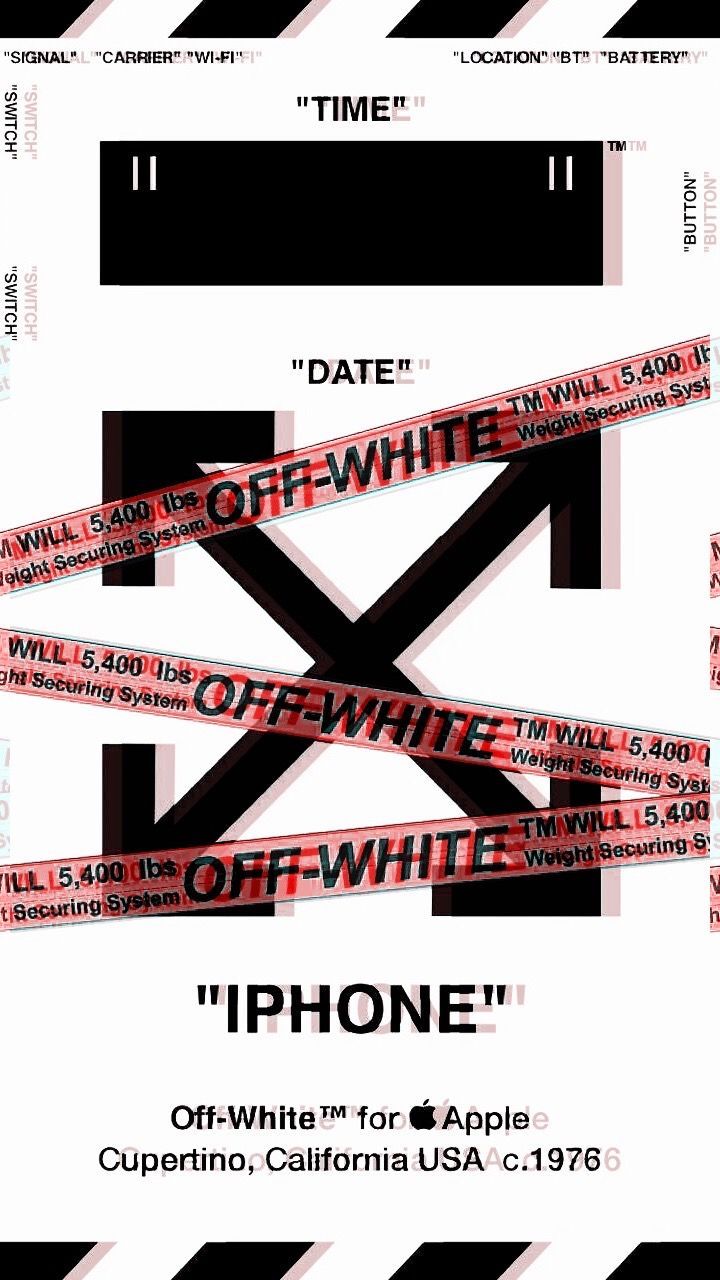 Off-White, Pfeil-Logo, Absperrband, Rot, Sperrbildschirm, HD, Handy-Hintergrund