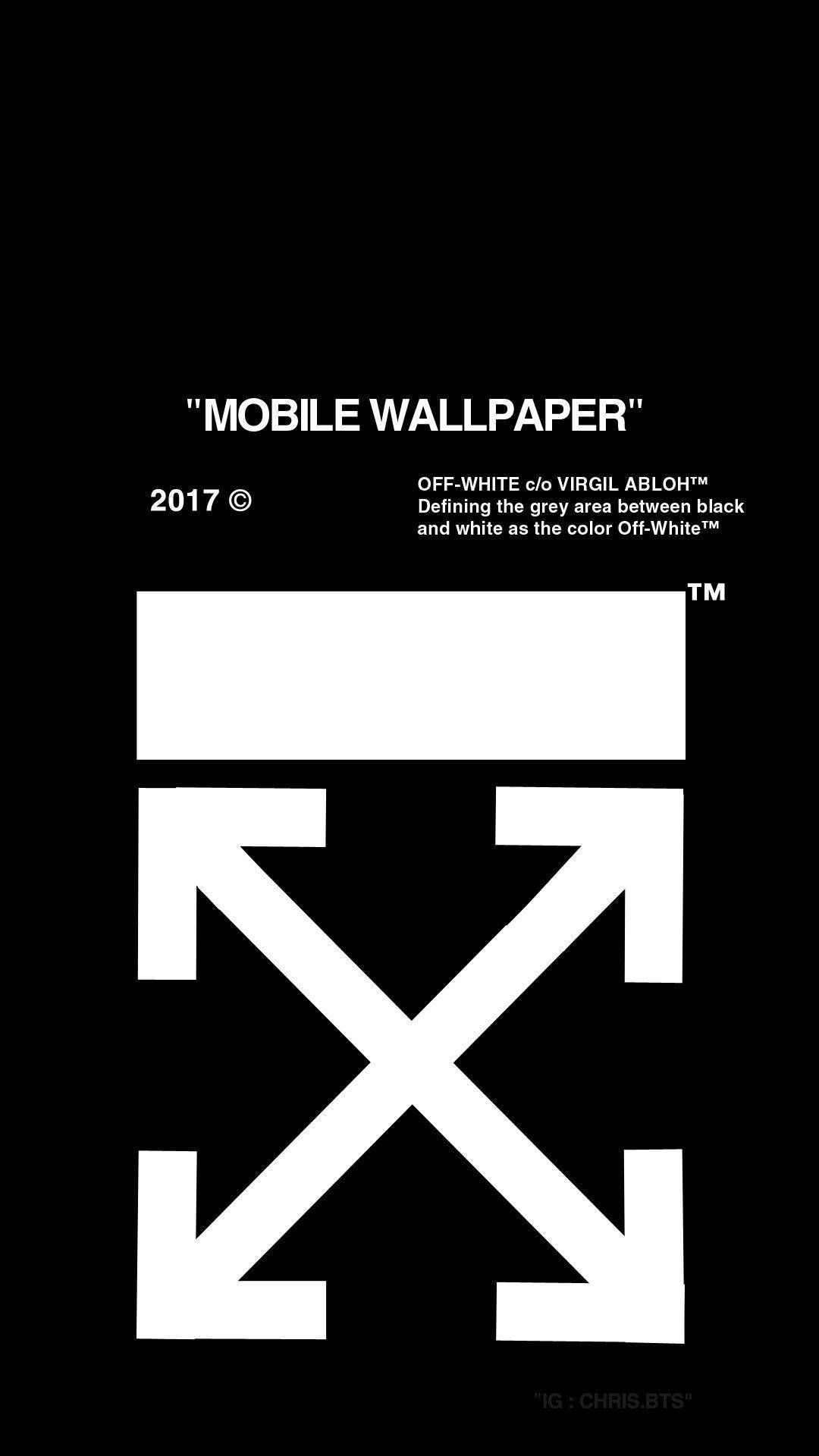 Off-White, Pfeil-Logo, Schwarzer Hintergrund, Typografie, Minimalistisch, Sperrbildschirm fürs iPhone
