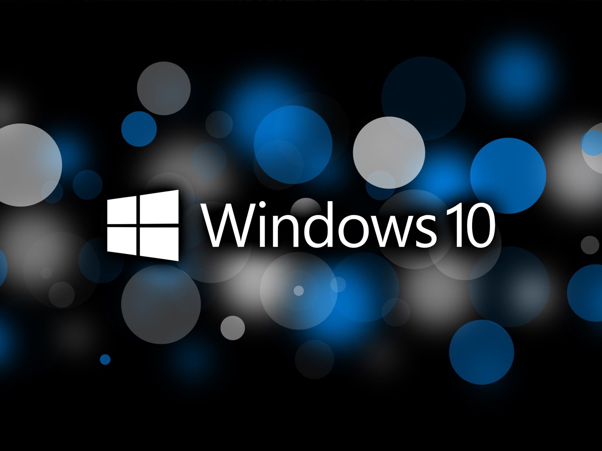 Windows 10, Windows-Logo, Bokeh, Blau, Schwarzer Hintergrund, Full HD Wallpaper