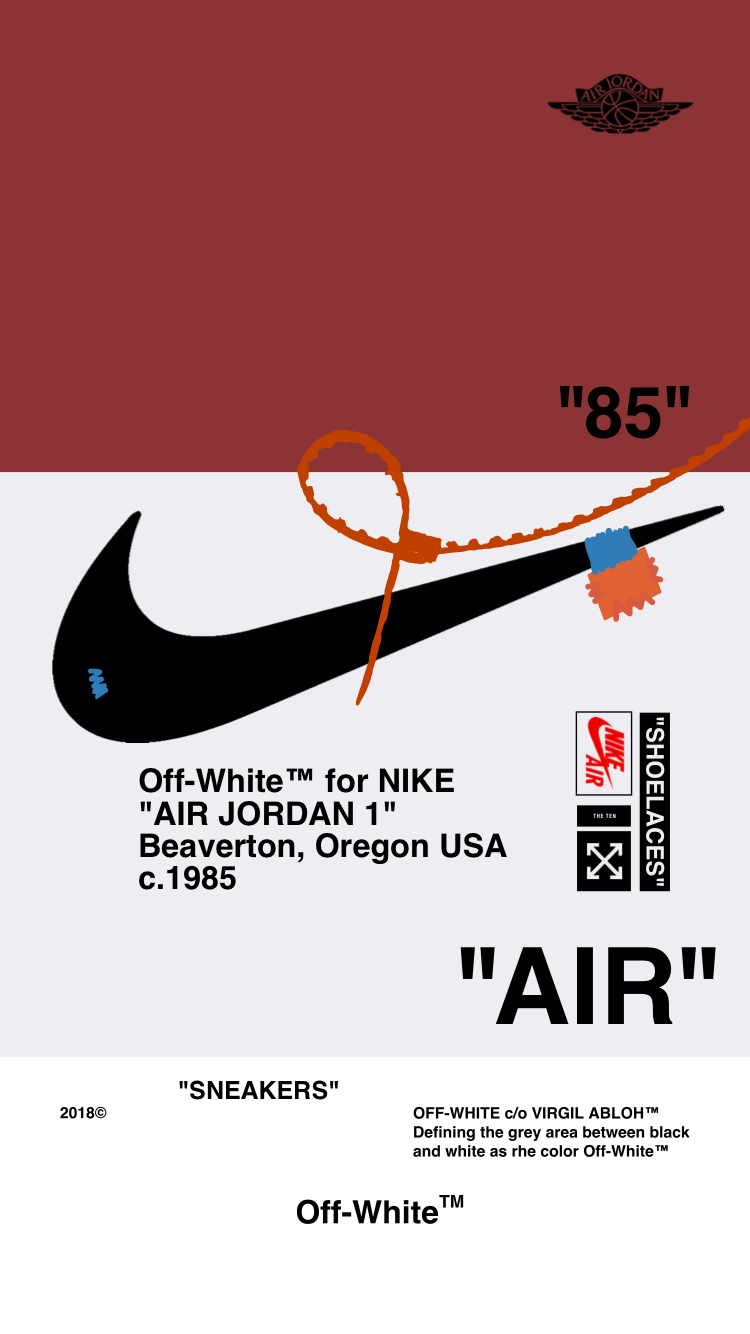 Off-White, Nike, Air Jordan 1, Swoosh, Sneaker, Rot-Weiß, HD, Handy-Hintergrundbild