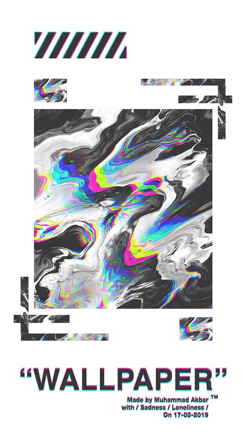 Off-White, Holografisch, Abstrakte Kunst, Diagonale Streifen, Typografie, Android-Hintergrundbild