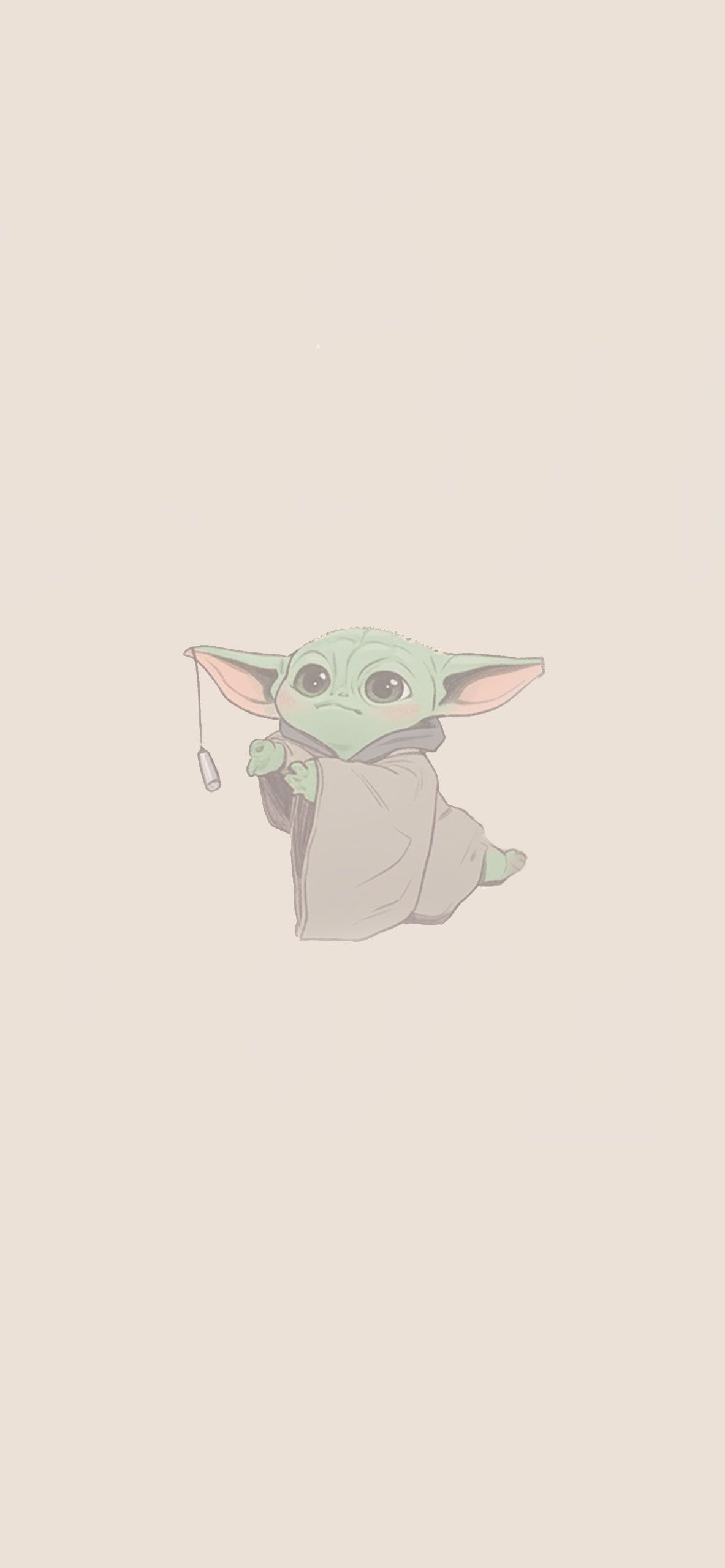 Grogu, Baby Yoda, Minimalismus, Beige, Illustration, Full HD, Sperrbildschirm fürs iPhone