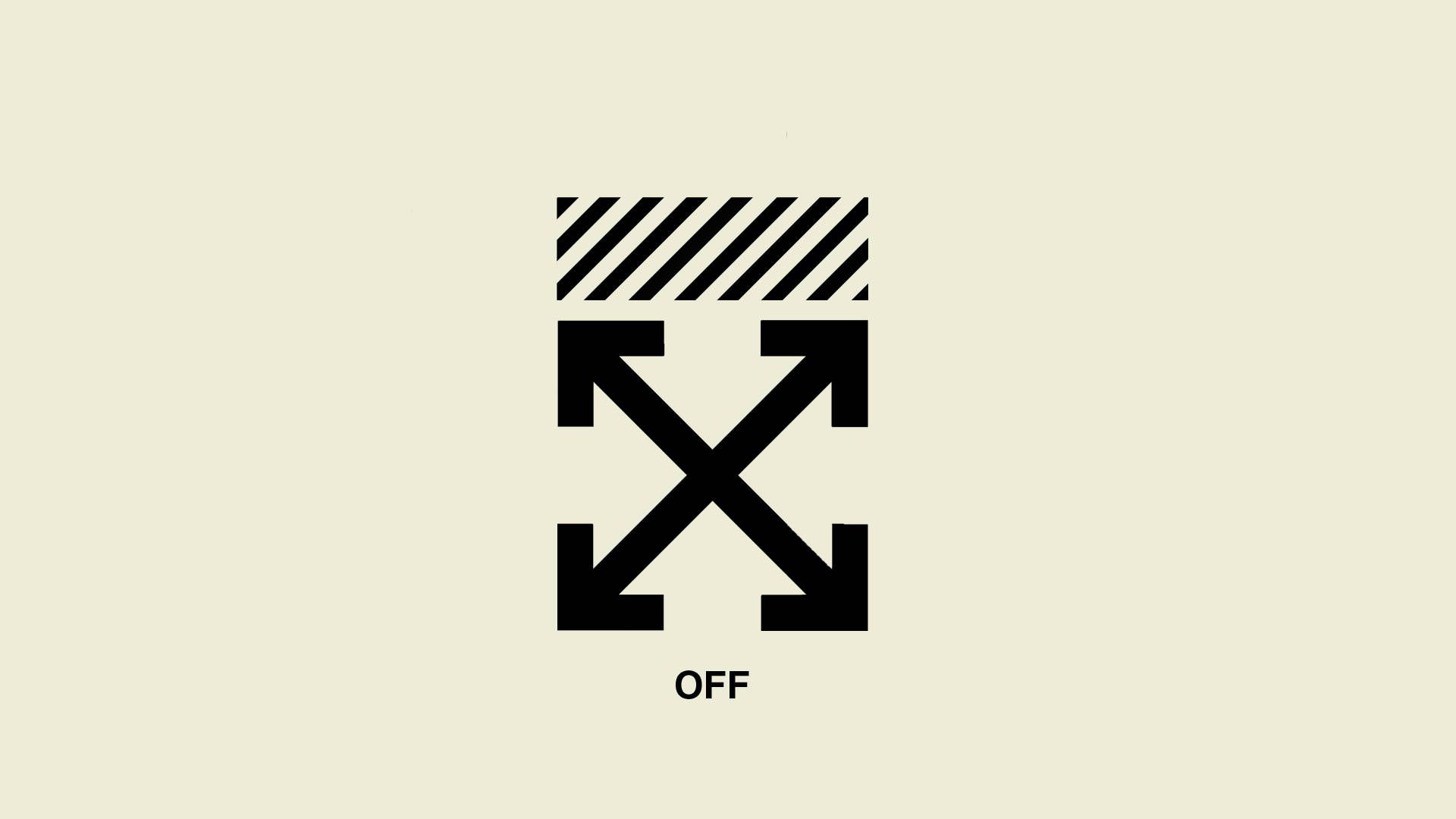 Off-White, Pfeil-Logo, Beiger Hintergrund, Minimalistisch, Logo, Full HD Wallpaper