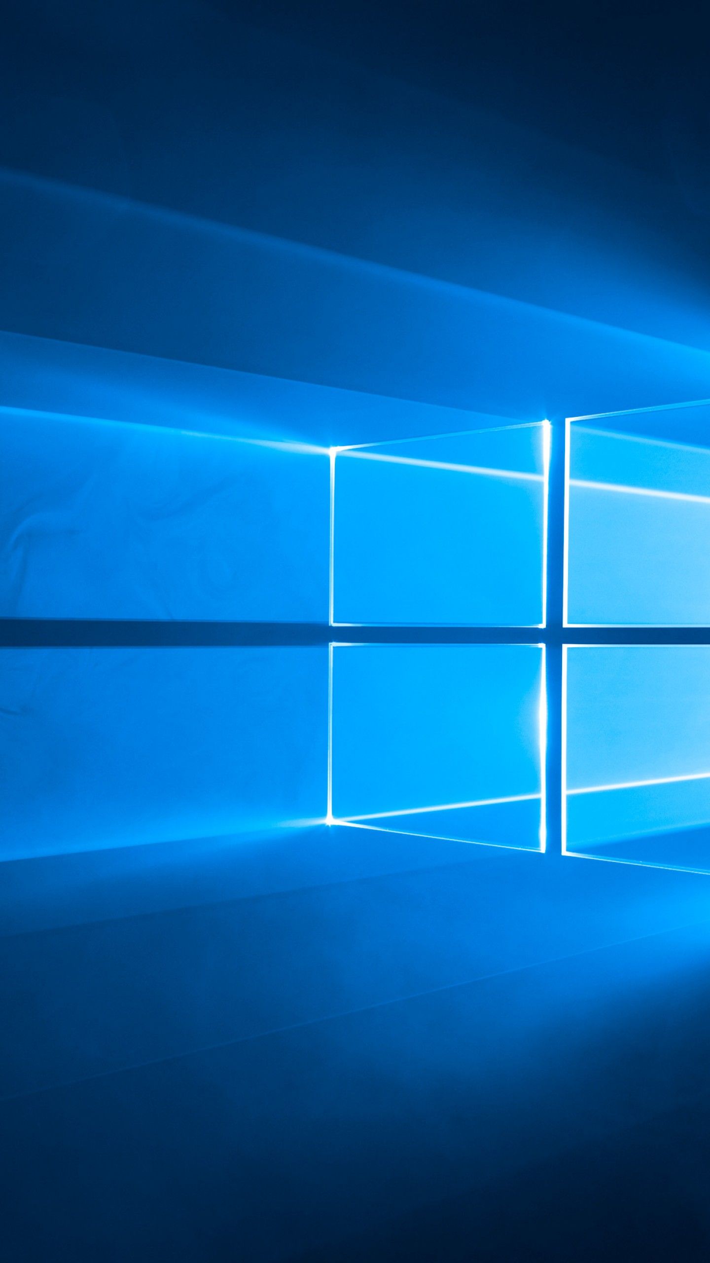 Windows 10, Windows-Logo, Lichtstrahlen, Blau, QHD+, Hintergrundbild fürs Handy