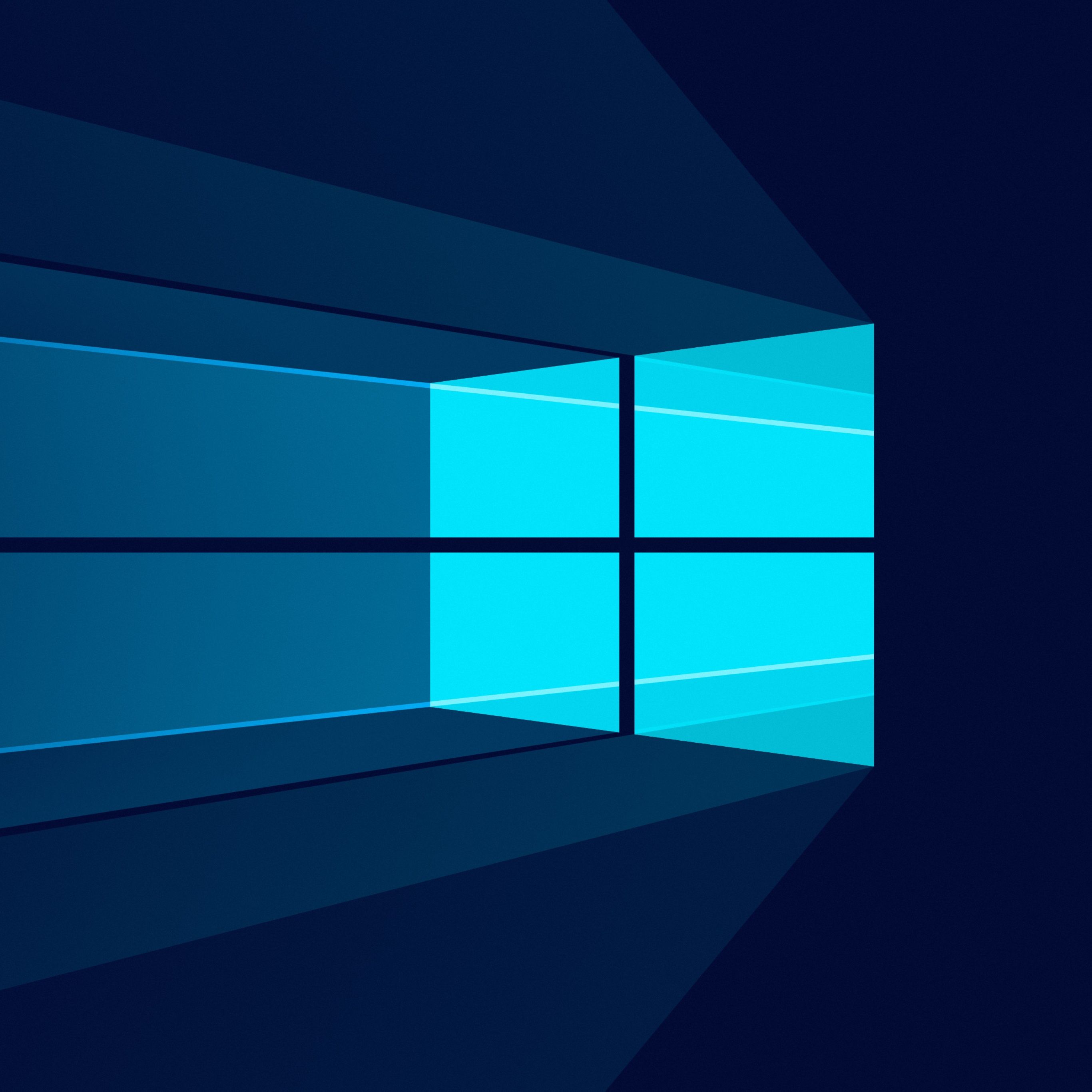 Windows 10, Windows-Logo, Flat Design, Dunkelblau, Türkis, 2K, Tablet-Hintergrund