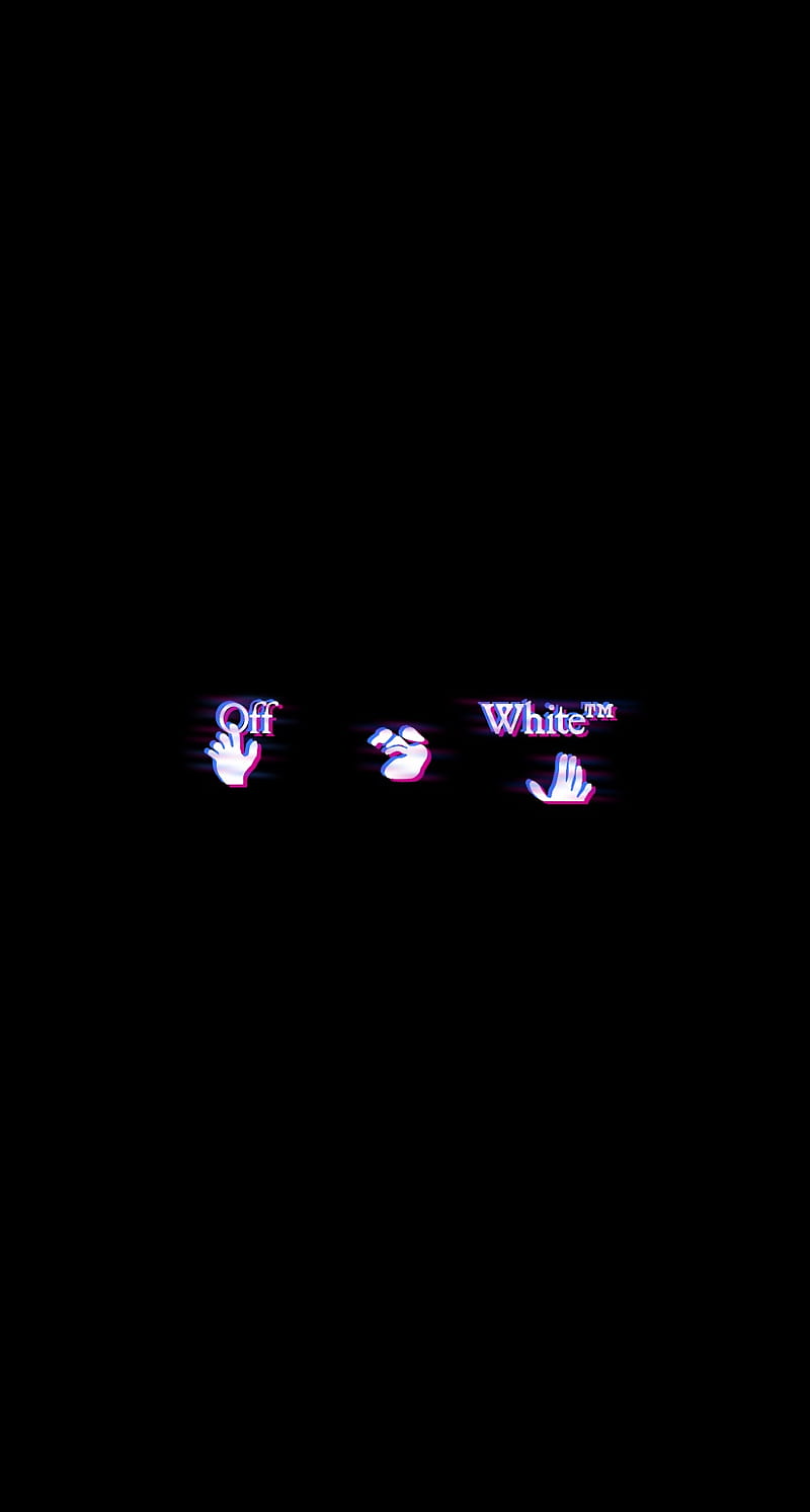 Off-White, Schwarzer Hintergrund, Minimalistisch, Violett, Logo, Sperrbildschirm fürs iPhone