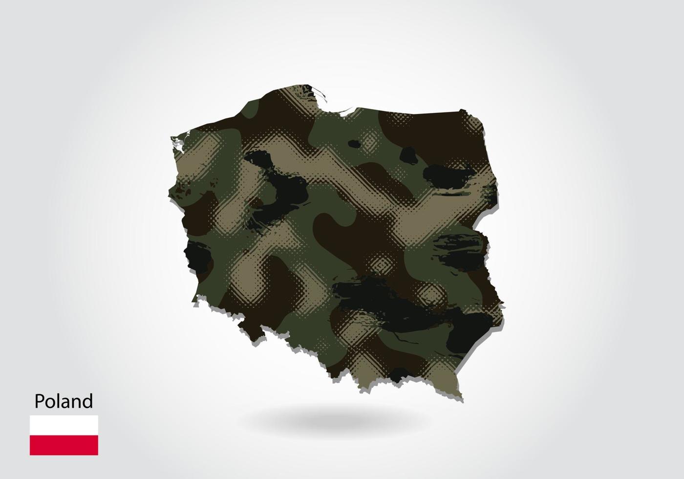 Landkarte, Polen, Tarnmuster, Flagge, Grauer Hintergrund, HD Wallpaper