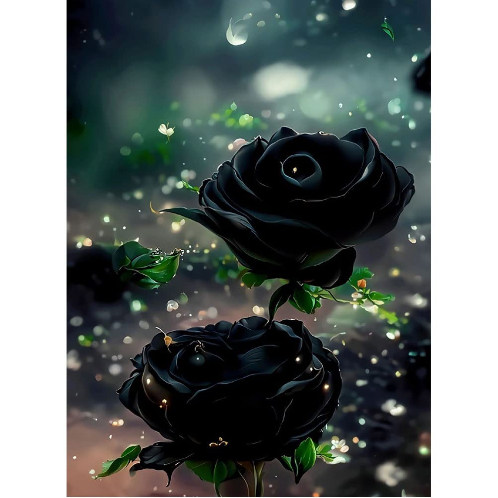 Schwarze Rosen, Bokeh, Fantasy, Glitzer, Digitale Kunst, Hintergrundbild fürs iPad