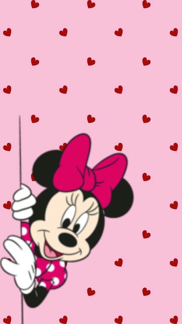 Minnie Maus, Herzchen, Rosa, Schleife, Hervorschauen, HD, Sperrbildschirm fürs iPhone