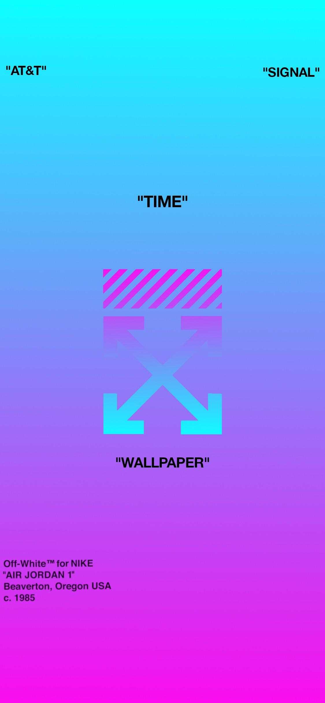 Off-White, Pfeil-Logo, Farbverlauf, Türkis, Pink, Typografie, 1125x2436, Handy-Hintergrund