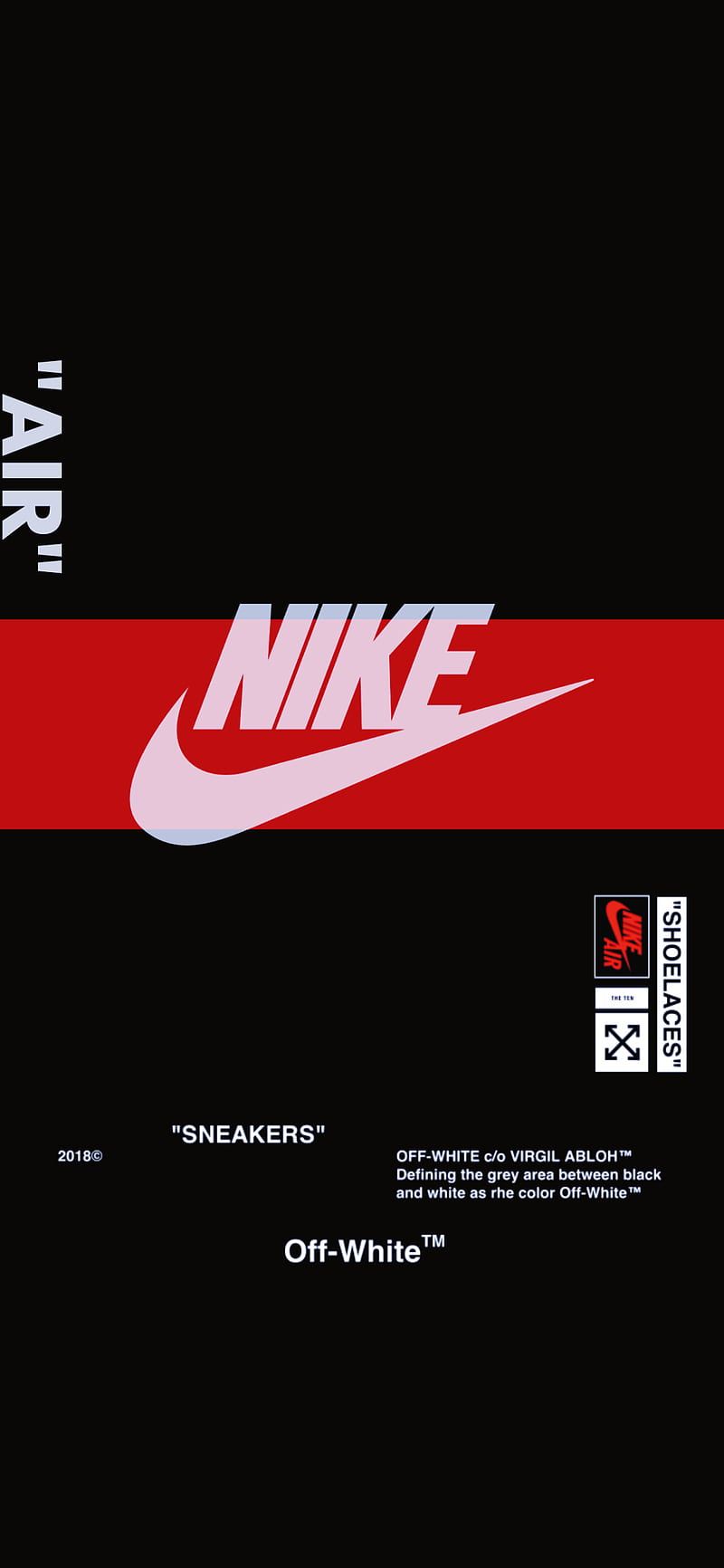 Off-White, Nike, Air Jordan, Schwarzer Hintergrund, Rotes Band, Typografie, Sperrbildschirm fürs iPhone