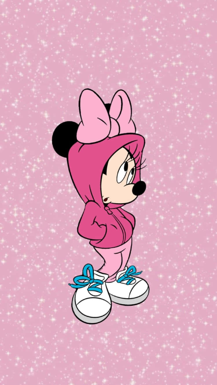 Minnie Maus, Kapuzenpullover, Sneaker, Rosa, Glitzer, Hochformat, Hintergrundbild fürs Smartphone