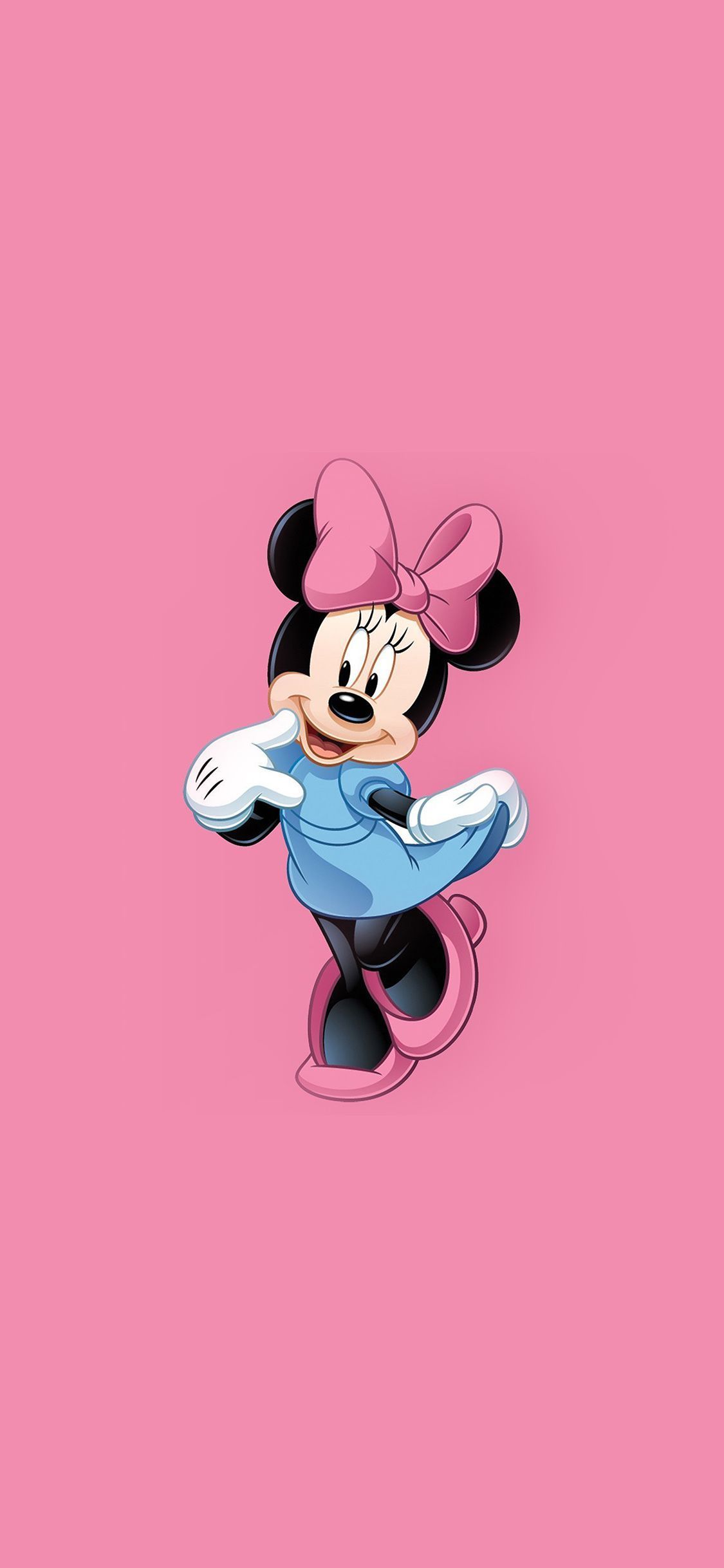 Minnie Maus, Rosa, Blaues Kleid, Klein, Cartoon, Full HD, Sperrbildschirm fürs iPhone