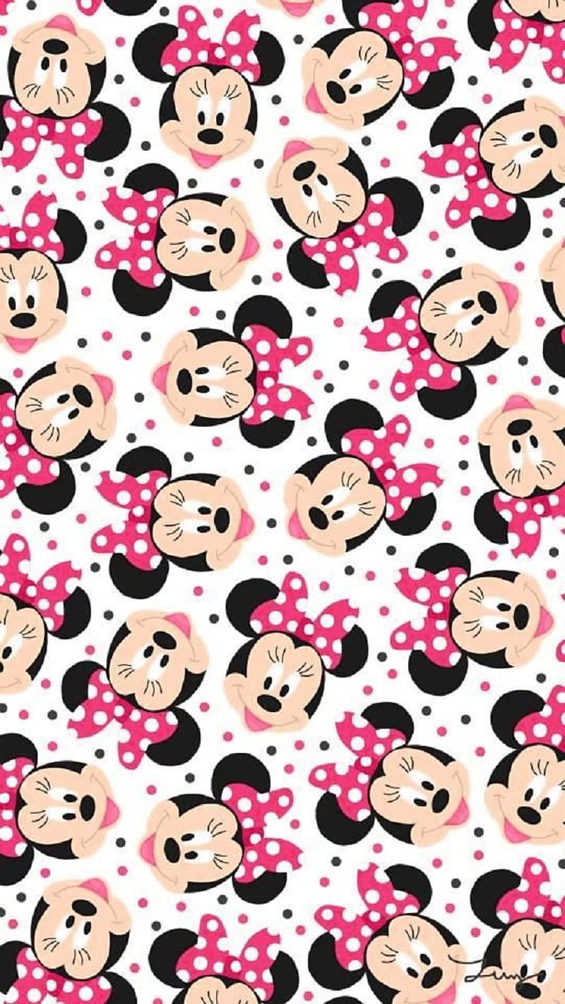 Minnie Maus, Muster, Gesichter, Pink, Wiederholung, HD, Hintergrundbild fürs Handy