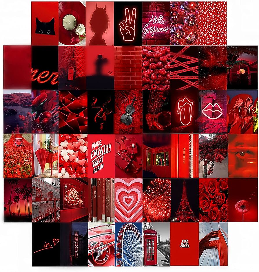 Collage, Rot, Herzen, Ästhetik, Moodboard, Hintergrundbild für iPad und Tablet
