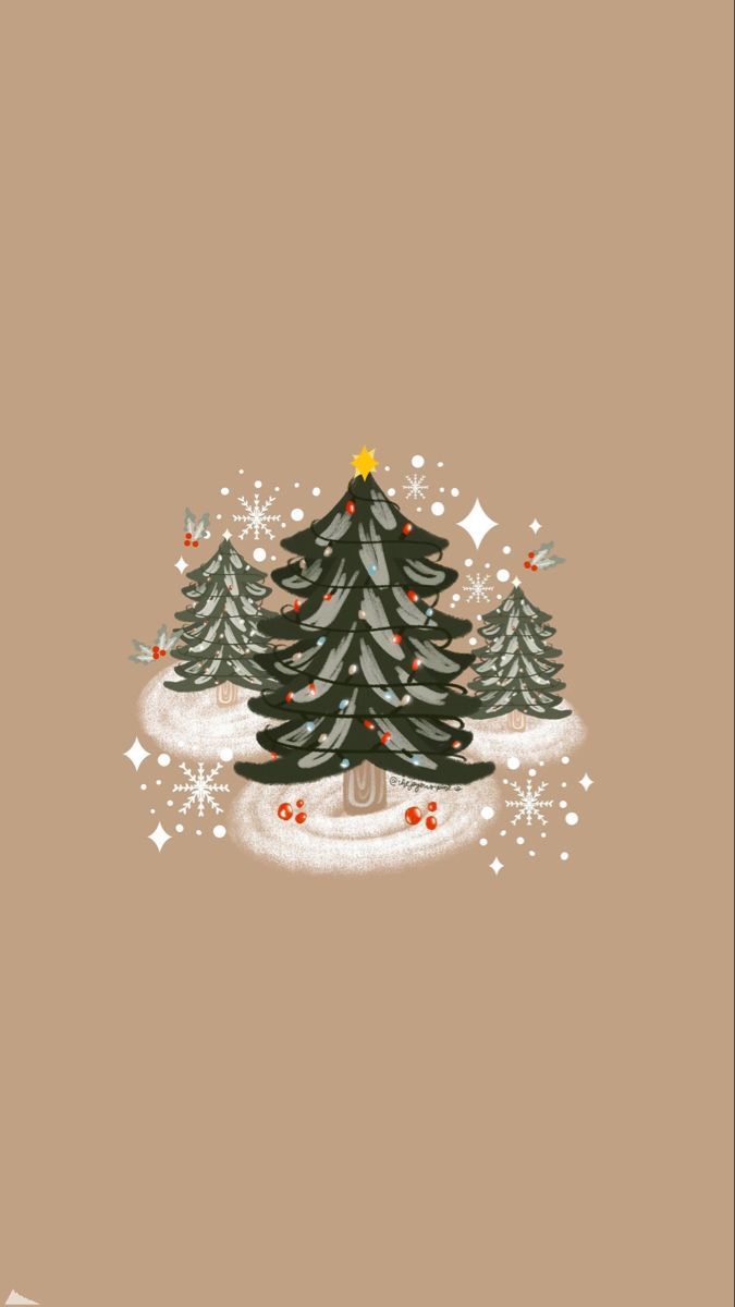 Weihnachtsbaum, Illustration, Beige, Minimalistisch, Schnee, Android-Hintergrundbild