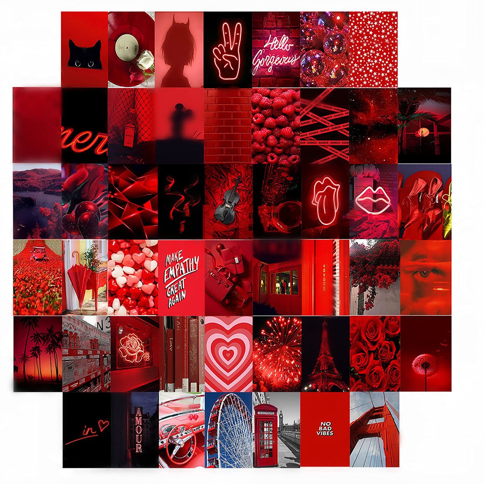 Collage, Rot, Herzen, Ästhetik, Moodboard, HD, Hintergrundbild fürs Tablet