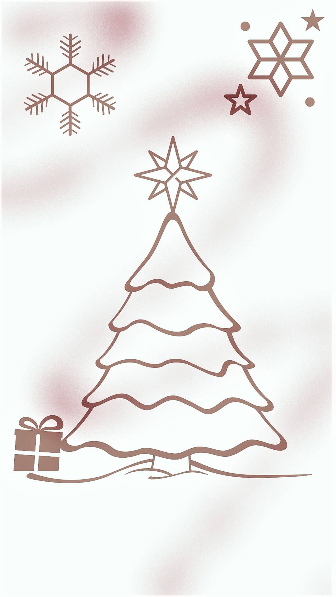 Weihnachtsbaum, Line-Art, Stern, Schneeflocken, Minimalistisch, Full HD, iPhone-Hintergrundbild