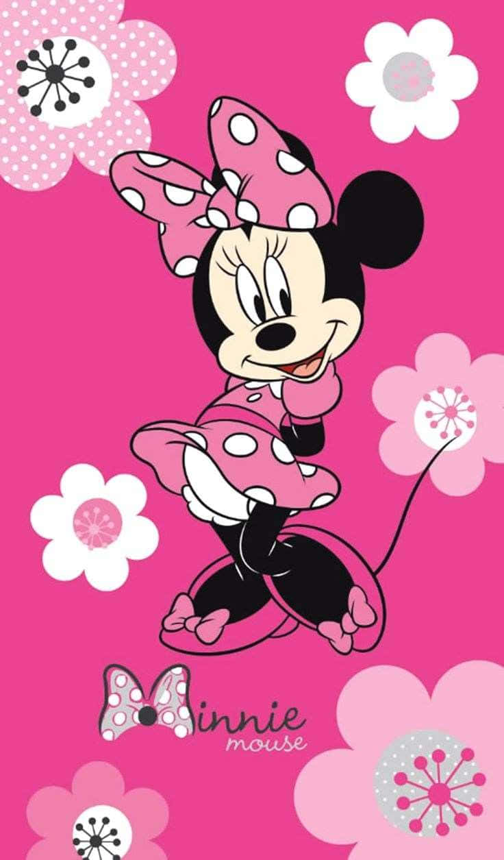Minnie Maus, Blumen, Pink, Schriftzug, Cartoon, HD, Sperrbildschirm fürs iPhone