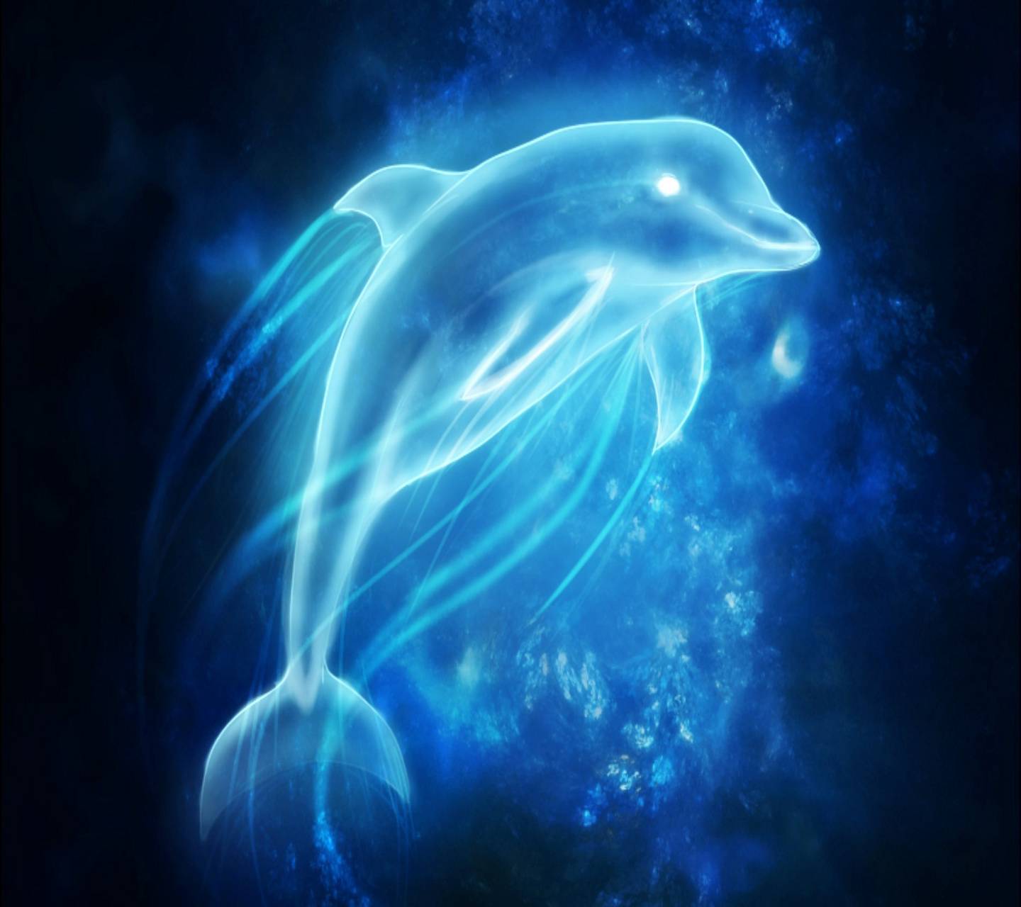 Delfin, Leuchtend, Blau, Digitale Kunst, Fantasy, HD, iPad-Hintergrundbild