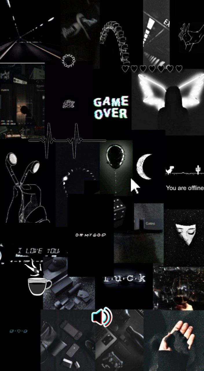 Collage, Game Over, Ästhetik, Dunkel, Fotos, iPhone 16, Wallpaper