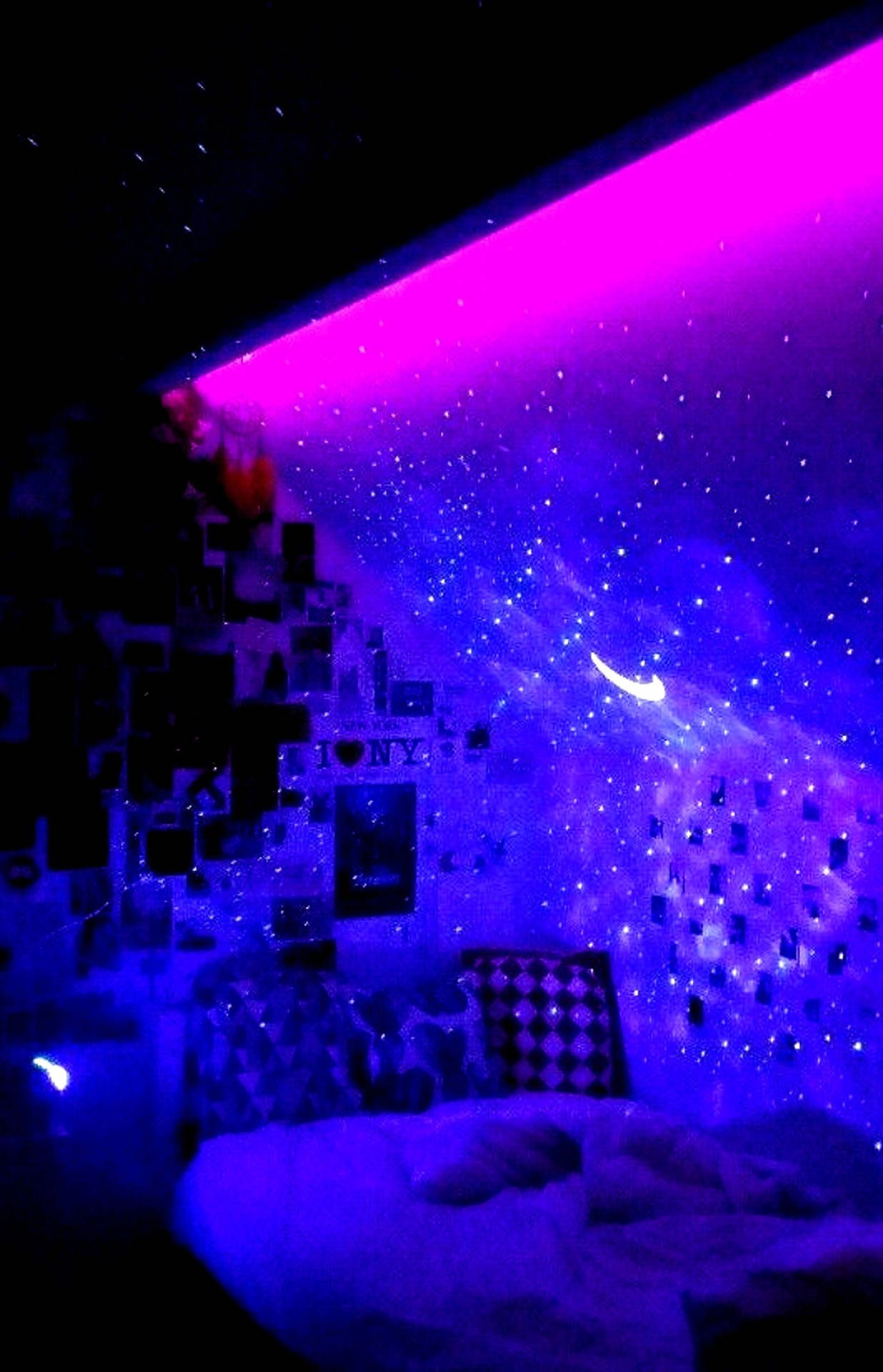 LED-Streifen, Sternenprojektor, Zimmer, Lila Licht, Galaxie, Full HD, iPhone-Hintergrundbild