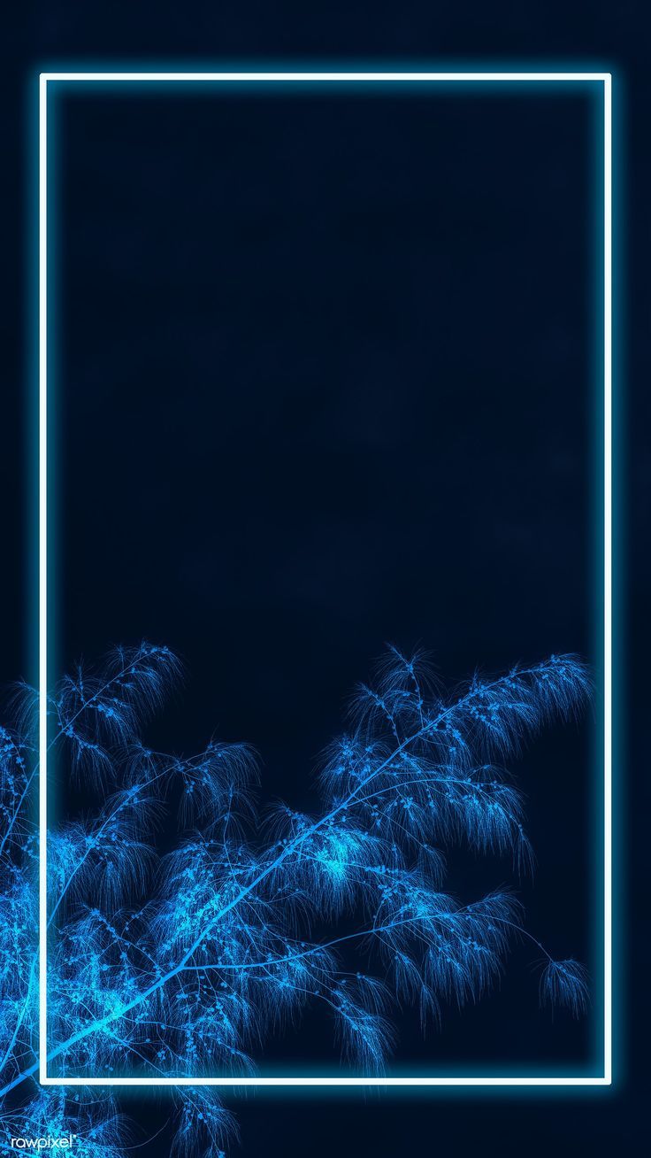 Neonrahmen, Pflanze, Blaues Licht, Dunkel, Minimalistisch, HD, Handy-Hintergrundbild
