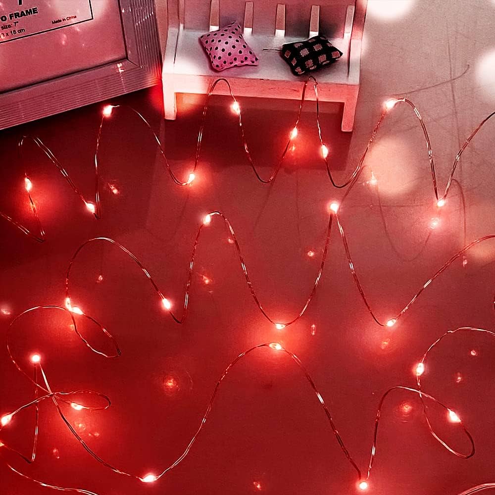 Lichterkette, Rotes Licht, Bett, Gemütlich, Zimmer, Hintergrundbild für iPad und Tablet