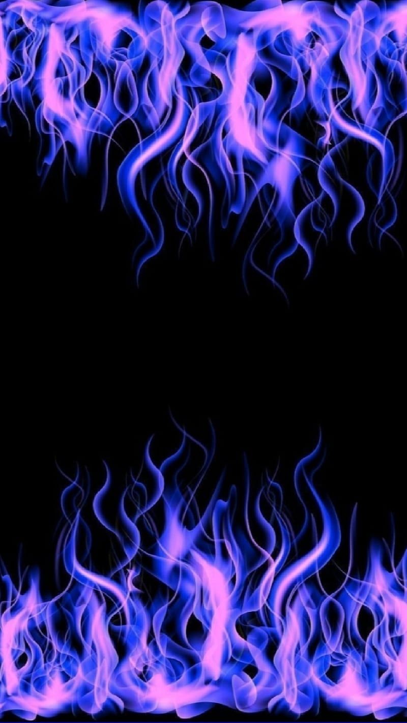 Lila Flammen, Feuer, Schwarzer Hintergrund, Neon, Abstrakt, Sperrbildschirm fürs iPhone