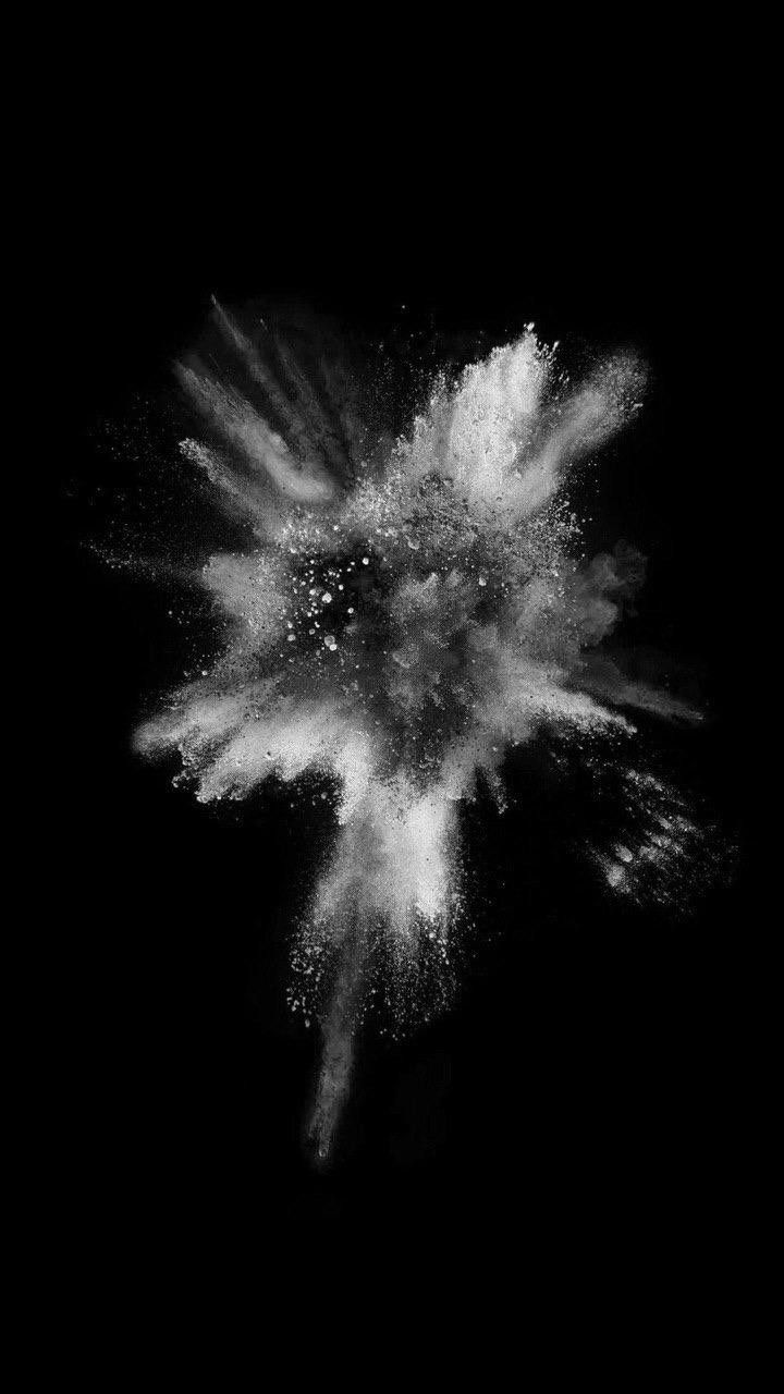 Pulverexplosion, Rauch, Schwarz-Weiß, Abstrakt, Hintergrundbild fürs iPhone